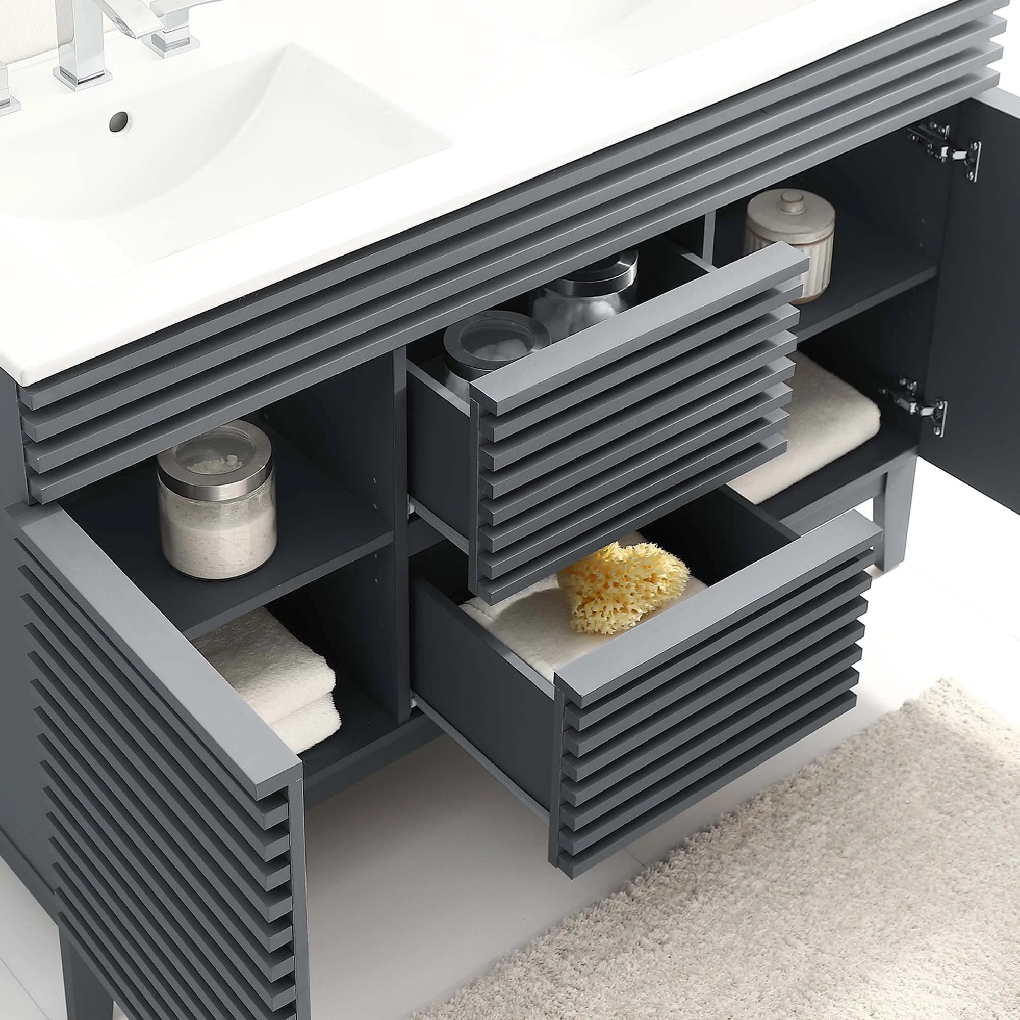 Meuble-lavabo de salle de bain avec vasque blanche incluse