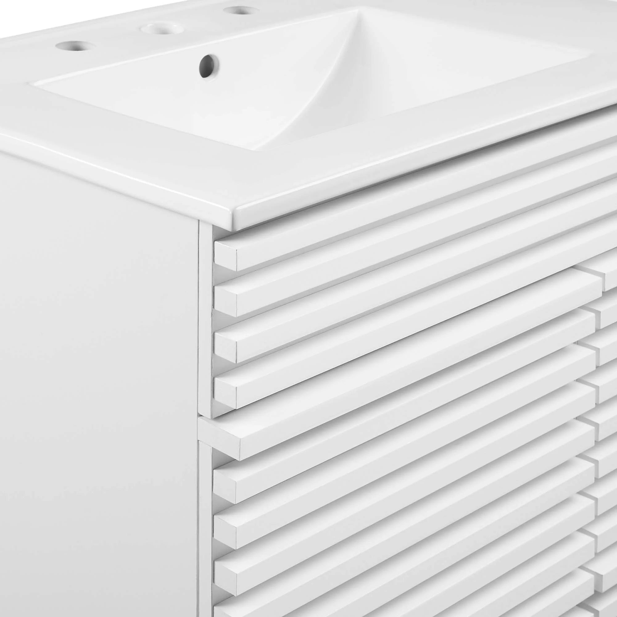 Meuble-lavabo de salle de bain avec vasque blanche incluse