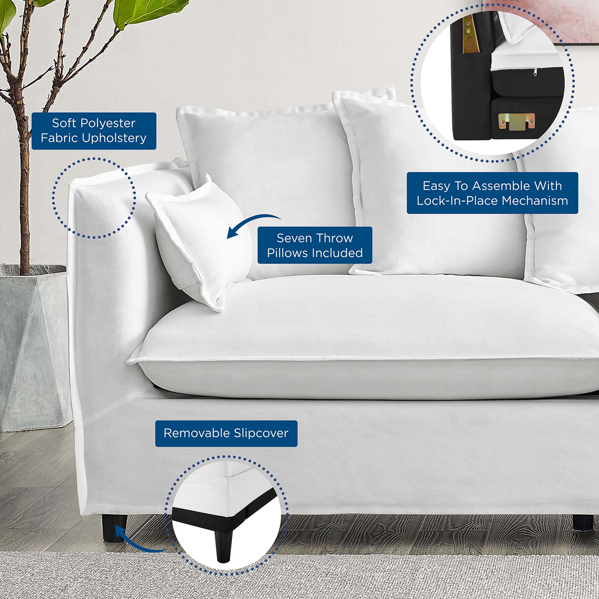 Avalon Slipcover Fabric Sofa in White