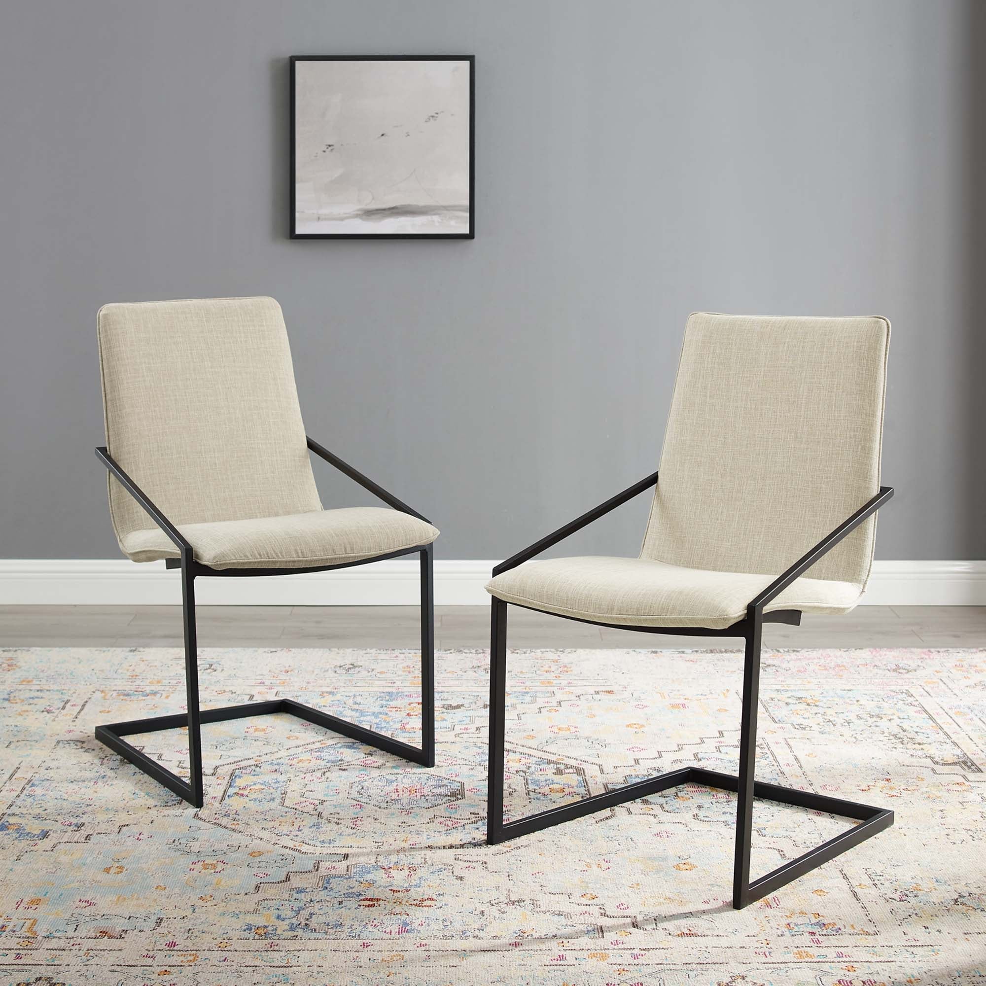 Pitch Dining Armchair Upholstered Fabric Set of 2