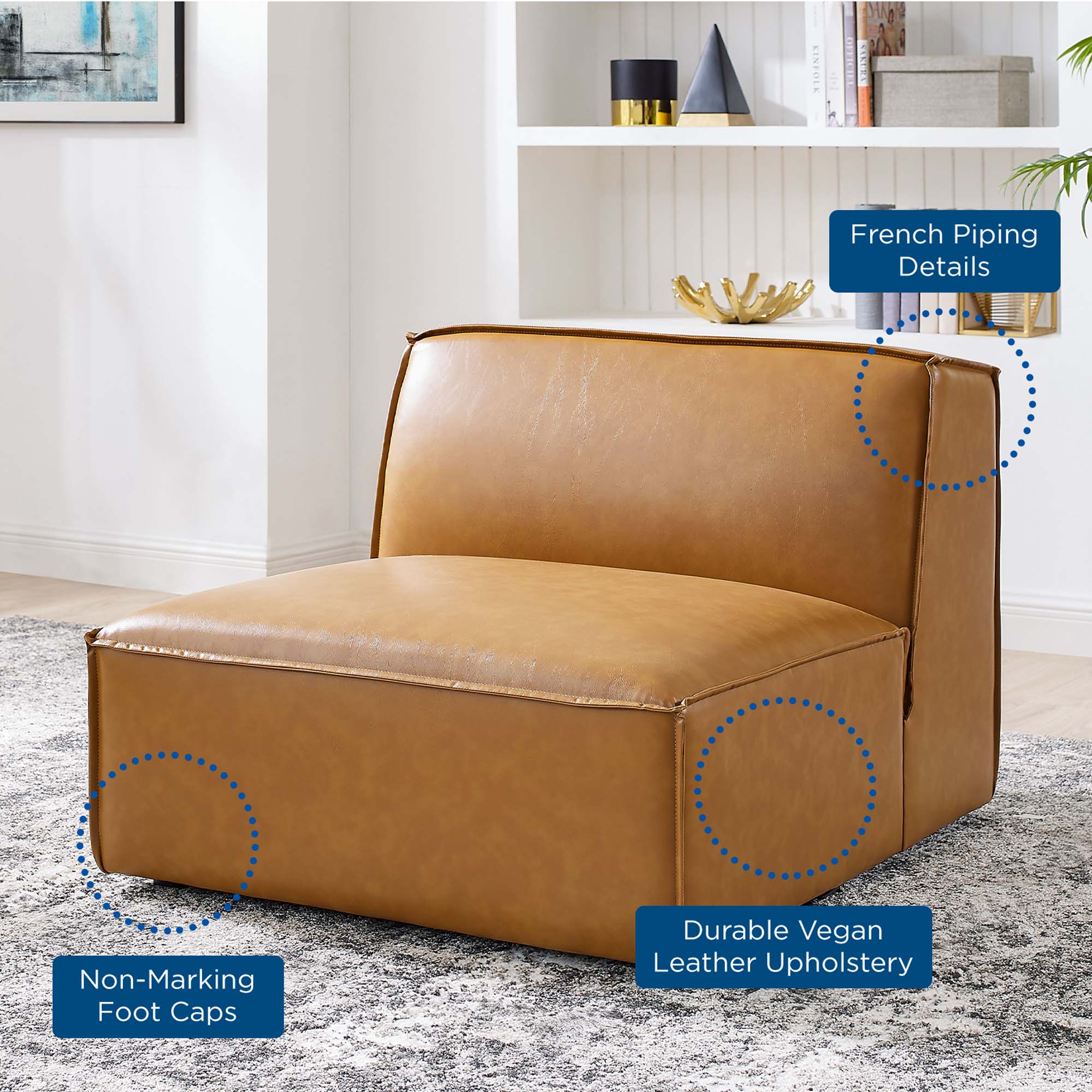 Chaise sans accoudoirs rembourrée en duvet Commix