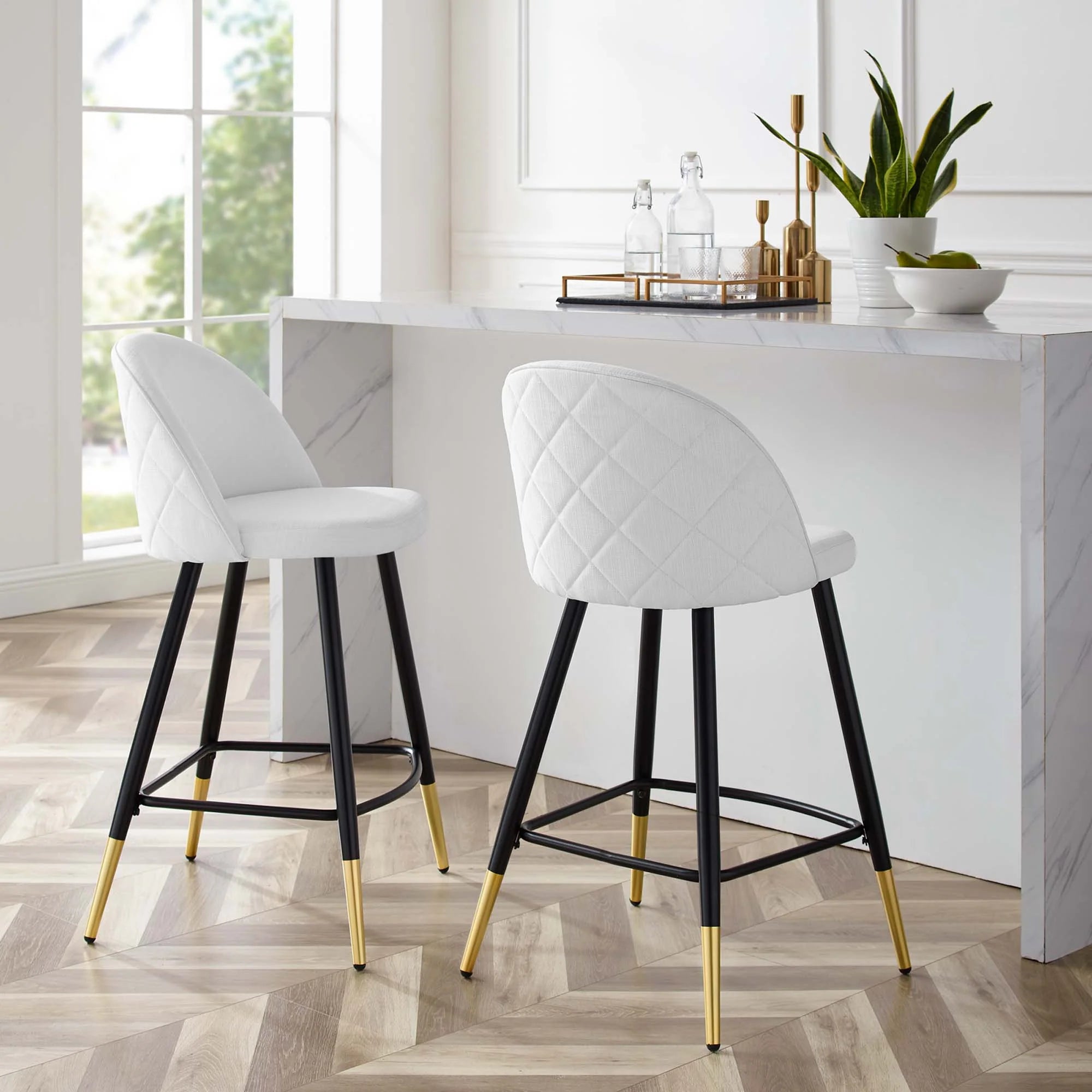 Cordial Fabric Counter Stools - Set of 2