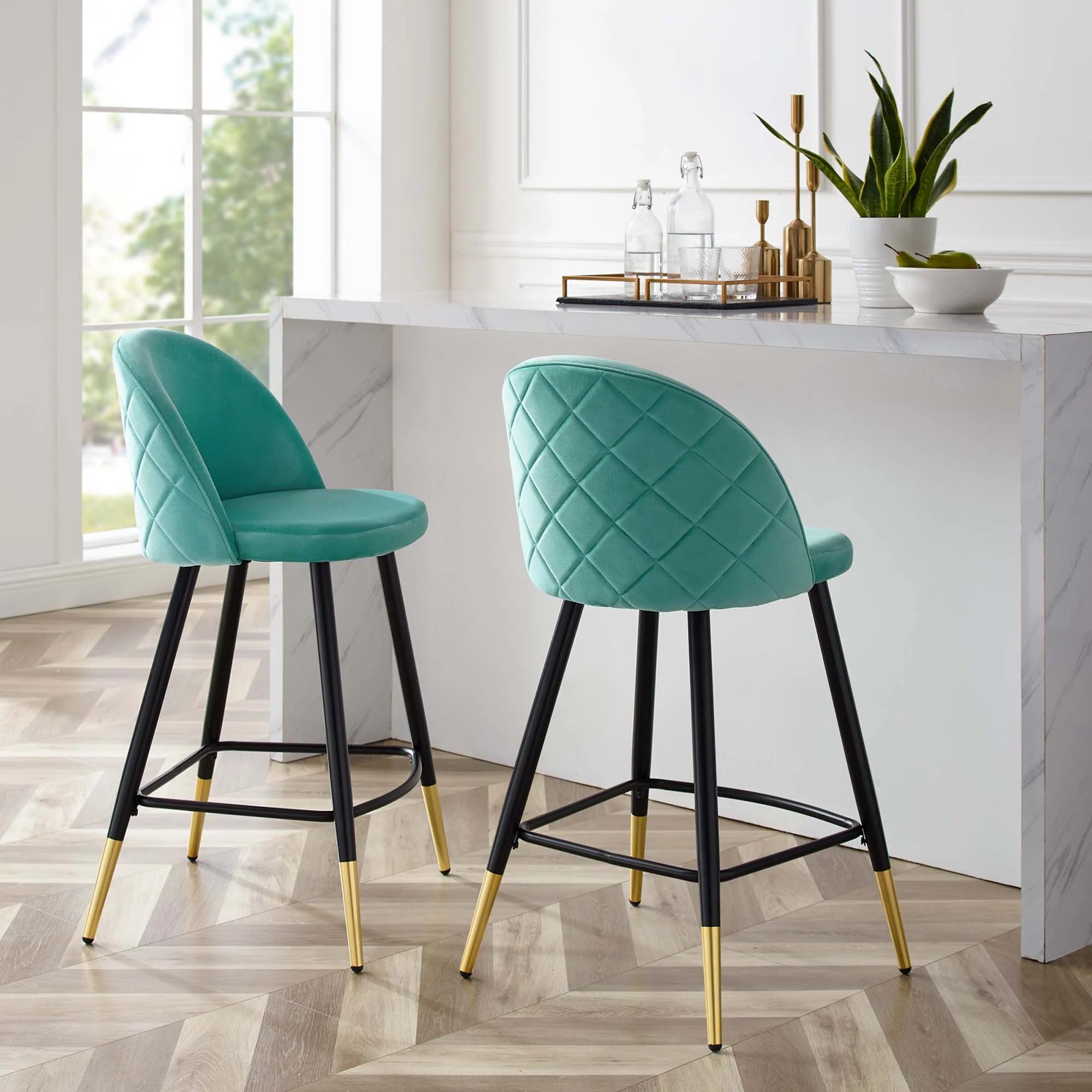 Cordial Performance Velvet Counter Stools Set of 2