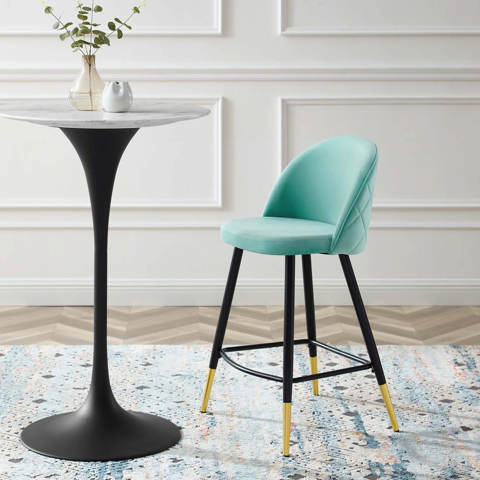 Cordial Performance Velvet Counter Stools Set of 2