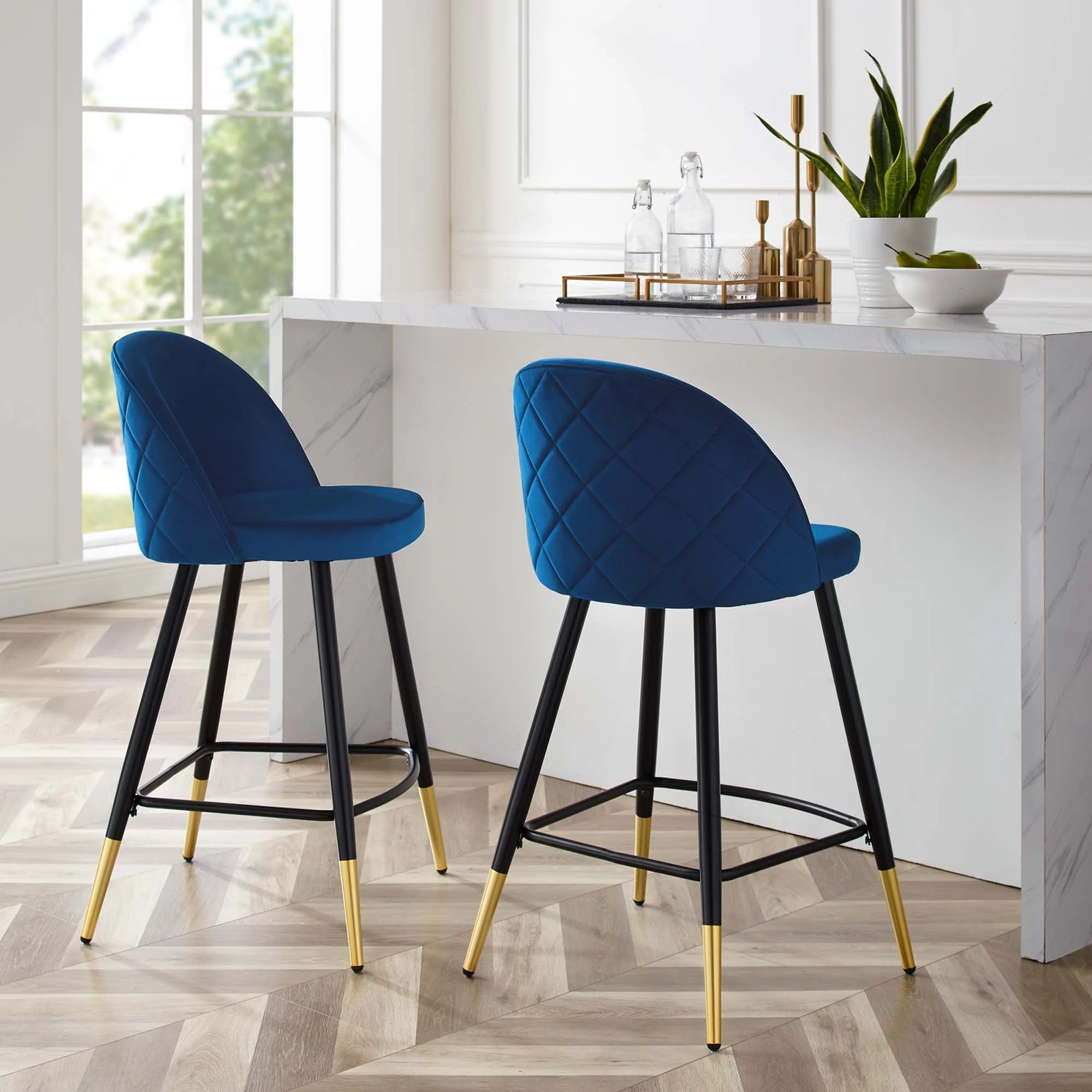 Cordial Performance Velvet Counter Stools Set of 2