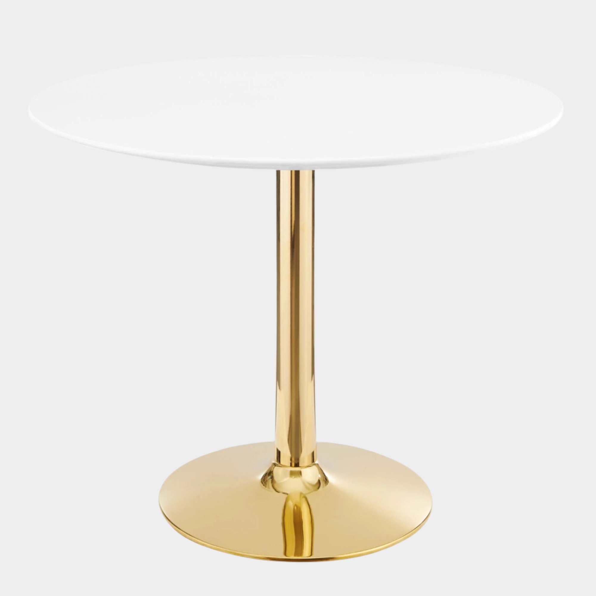 Verne 35" Dining Table in Gold White