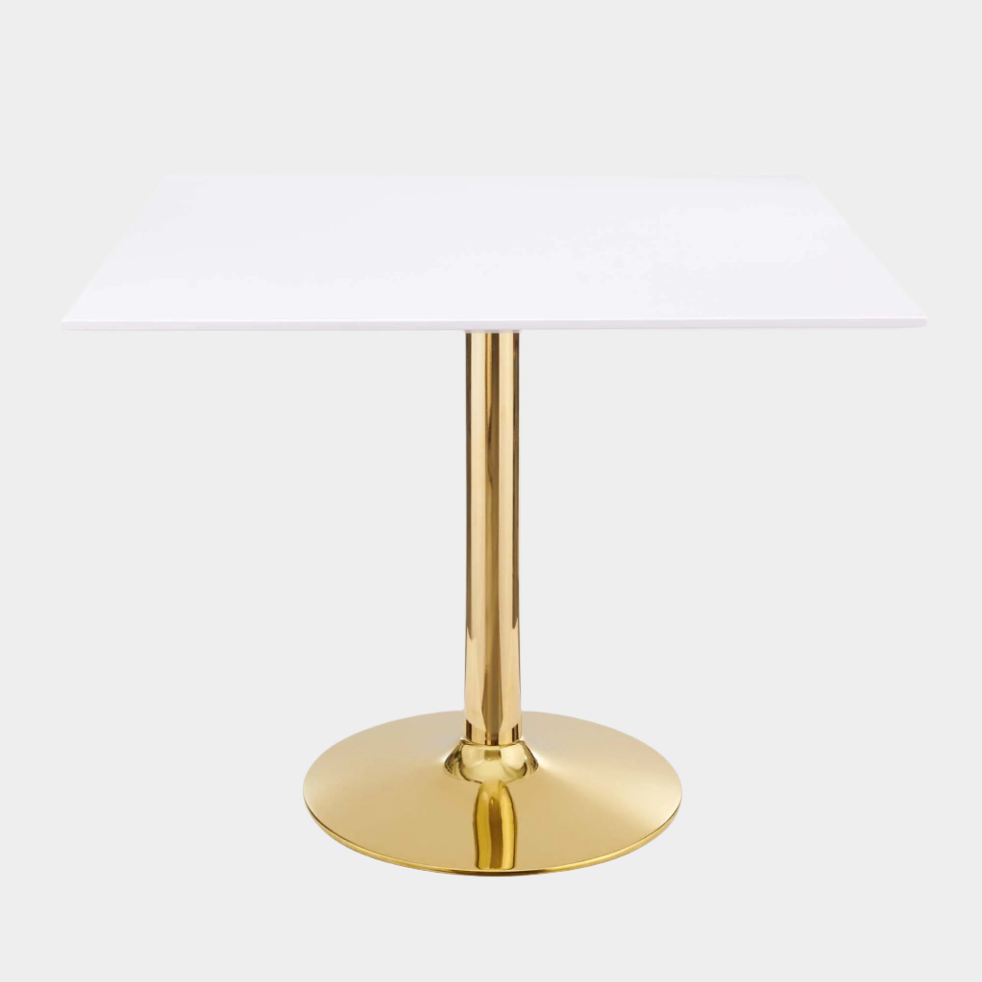 Verne 35" Square Dining Table in Gold White