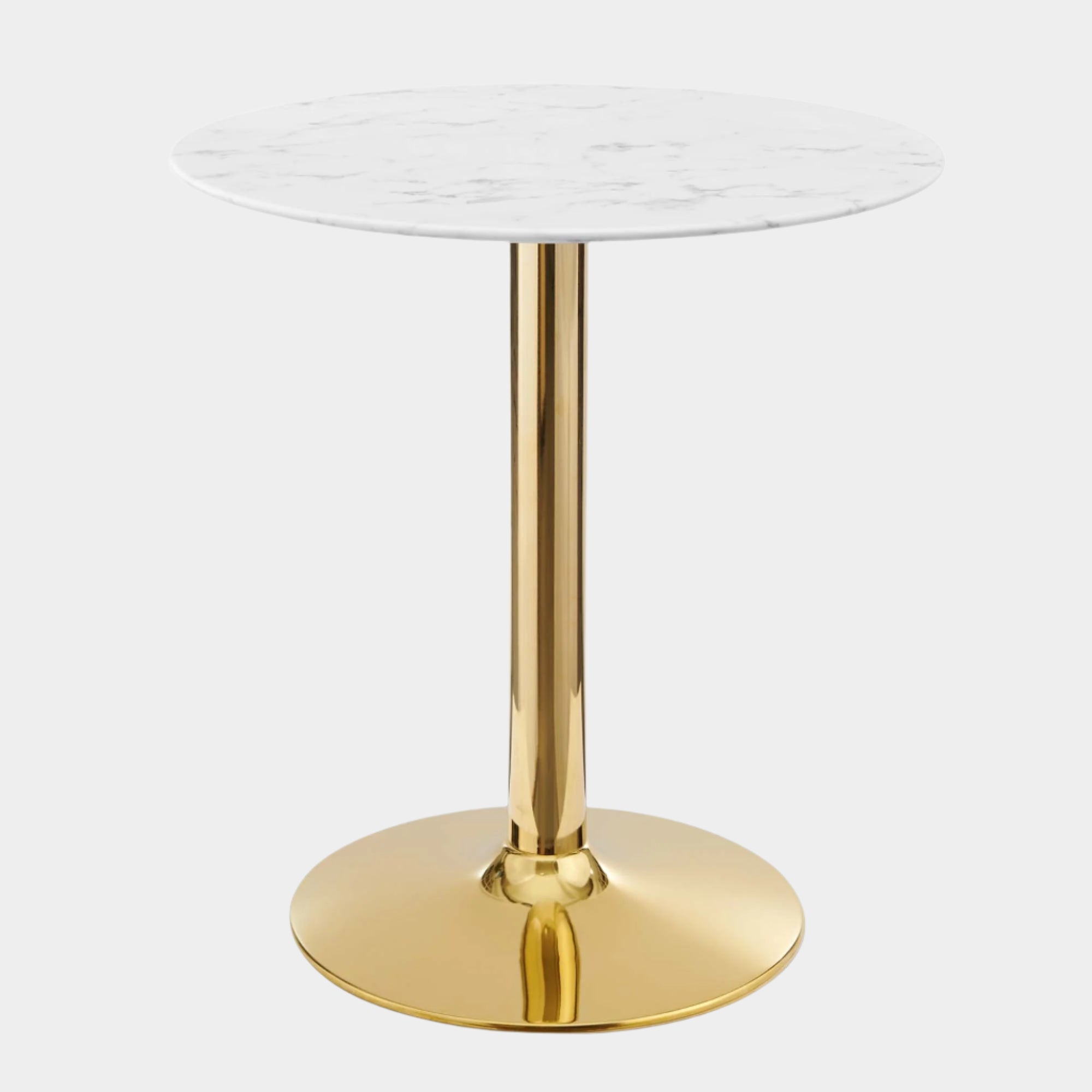 Verne 28" Artificial Marble Dining Table in Gold White