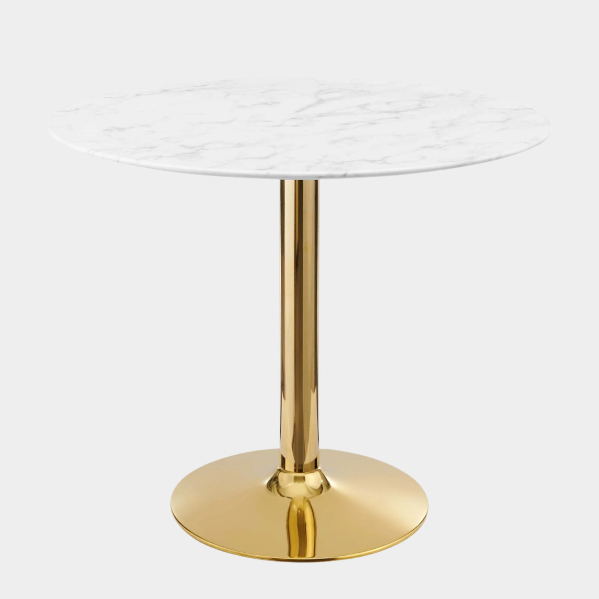 Verne 35" Artificial Marble Dining Table in Gold White