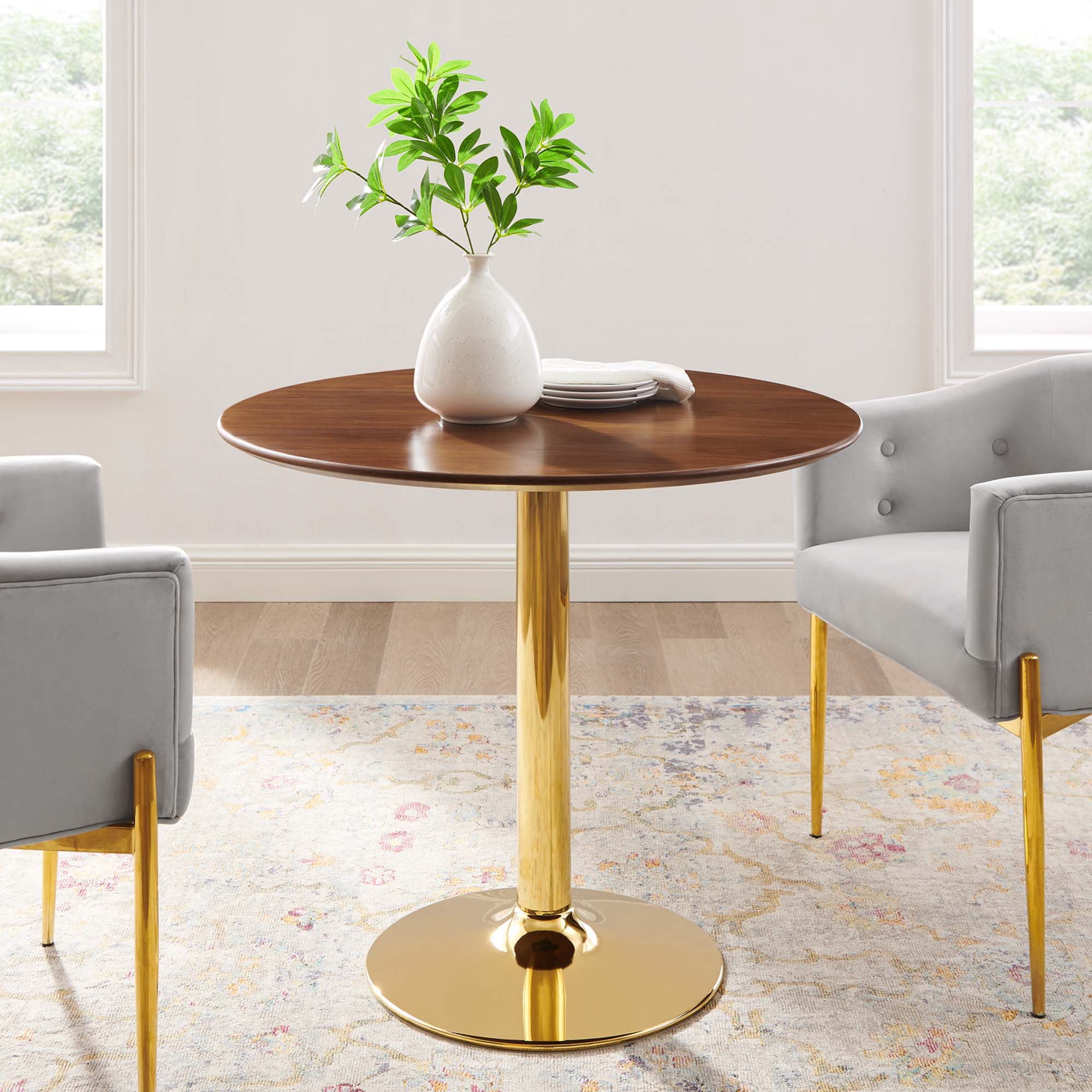 Verne 35" Dining Table in Gold Walnut