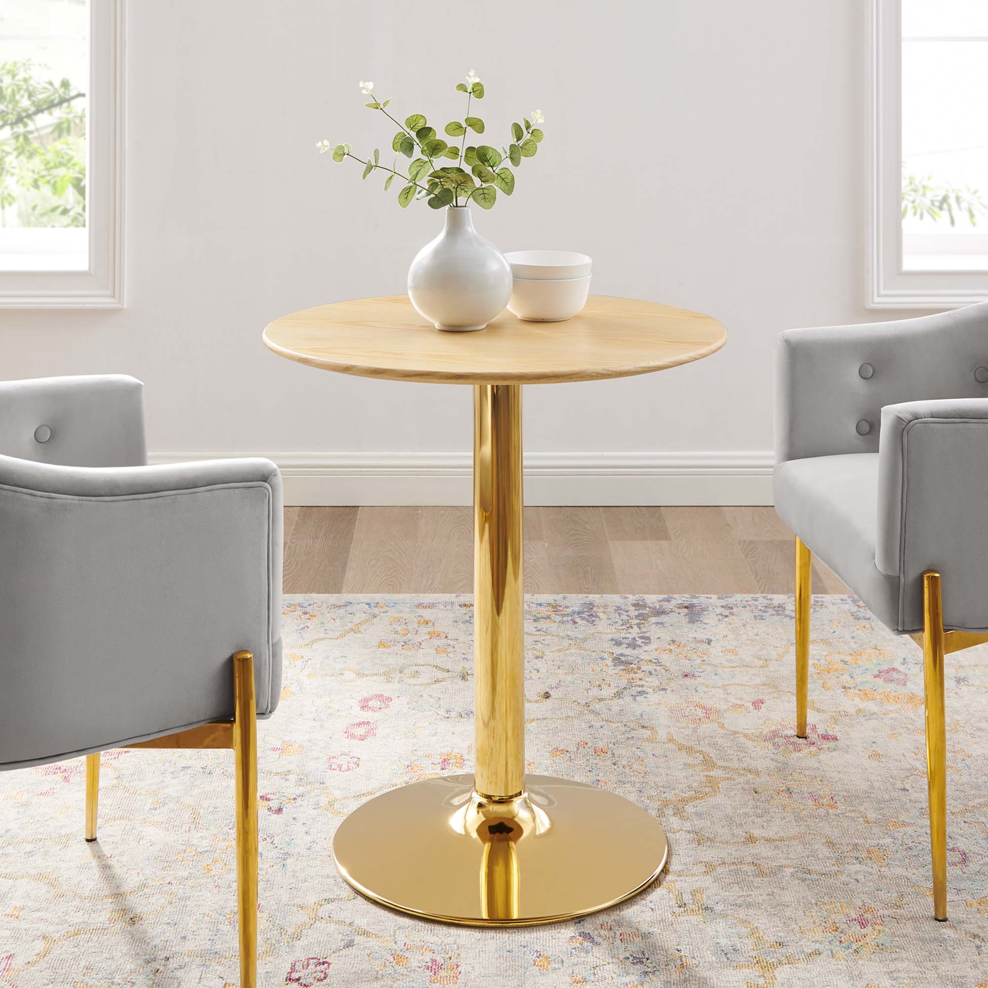 Verne 28" Dining Table in Gold Natural