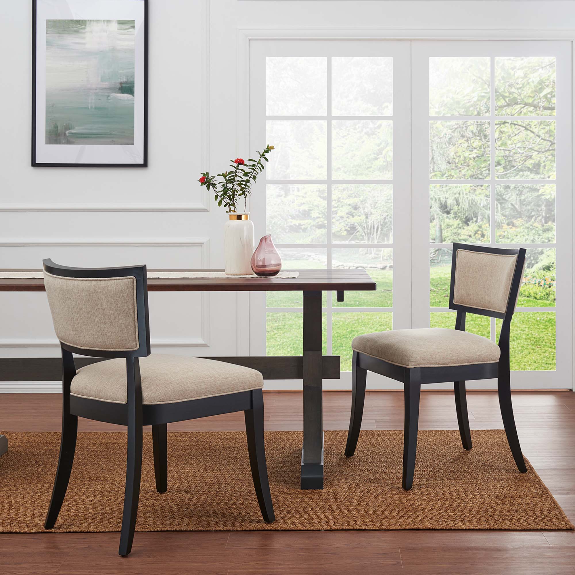 Pristine Upholstered Fabric Dining Chairs Set of 2