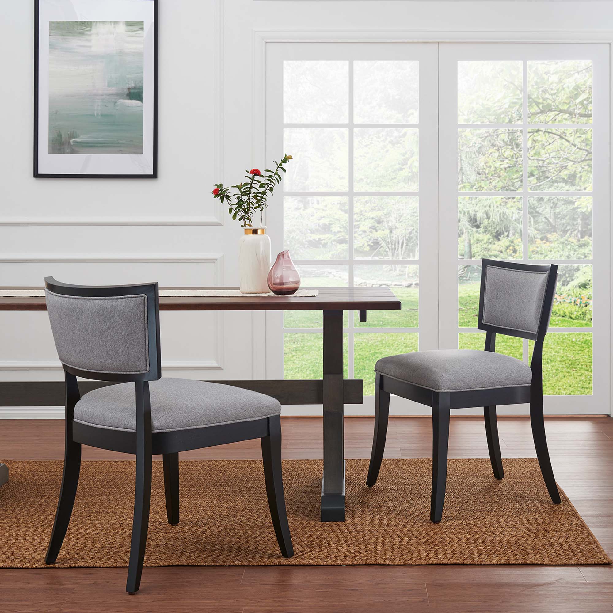 Pristine Upholstered Fabric Dining Chairs Set of 2