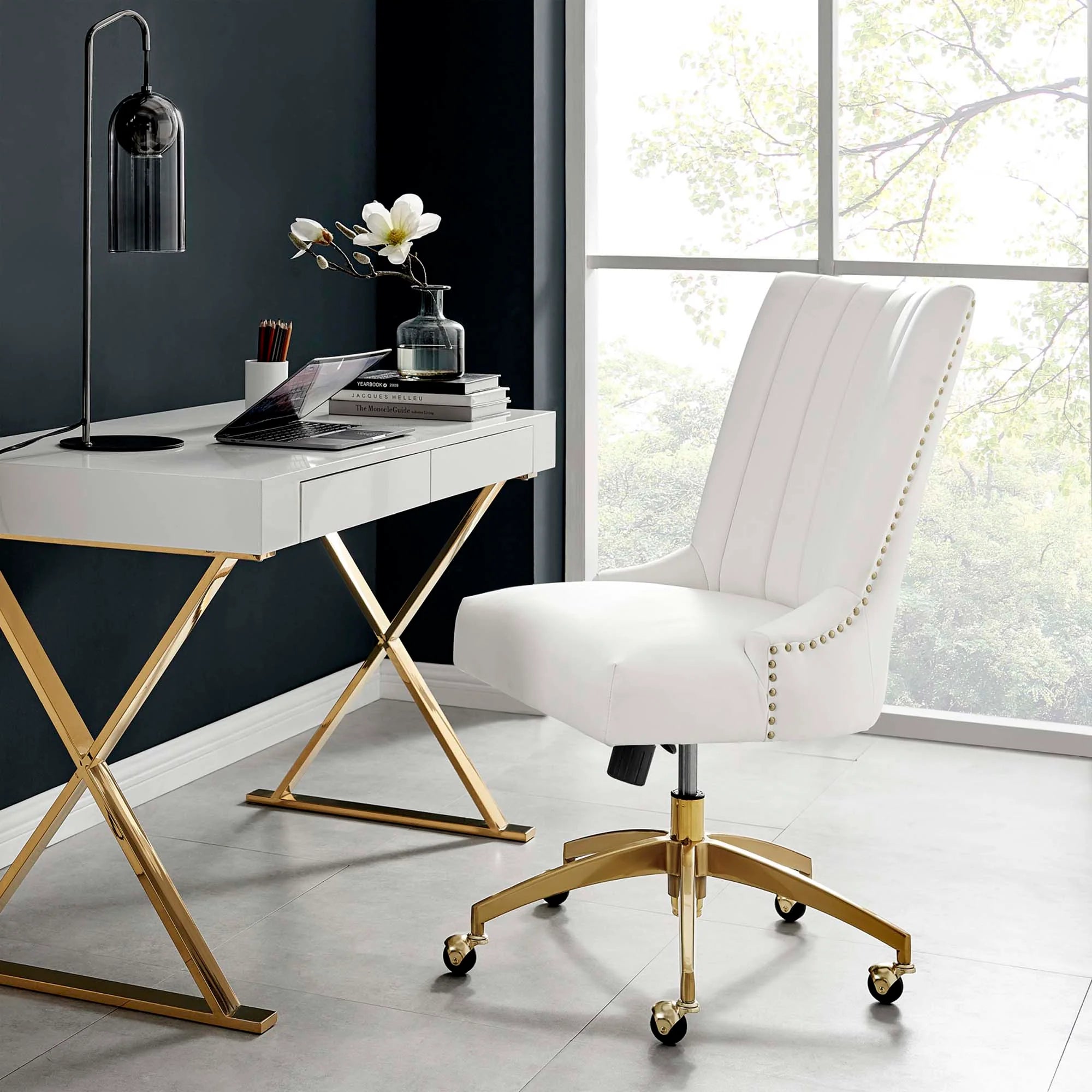 Chaise de bureau en velours capitonné Empower Channel