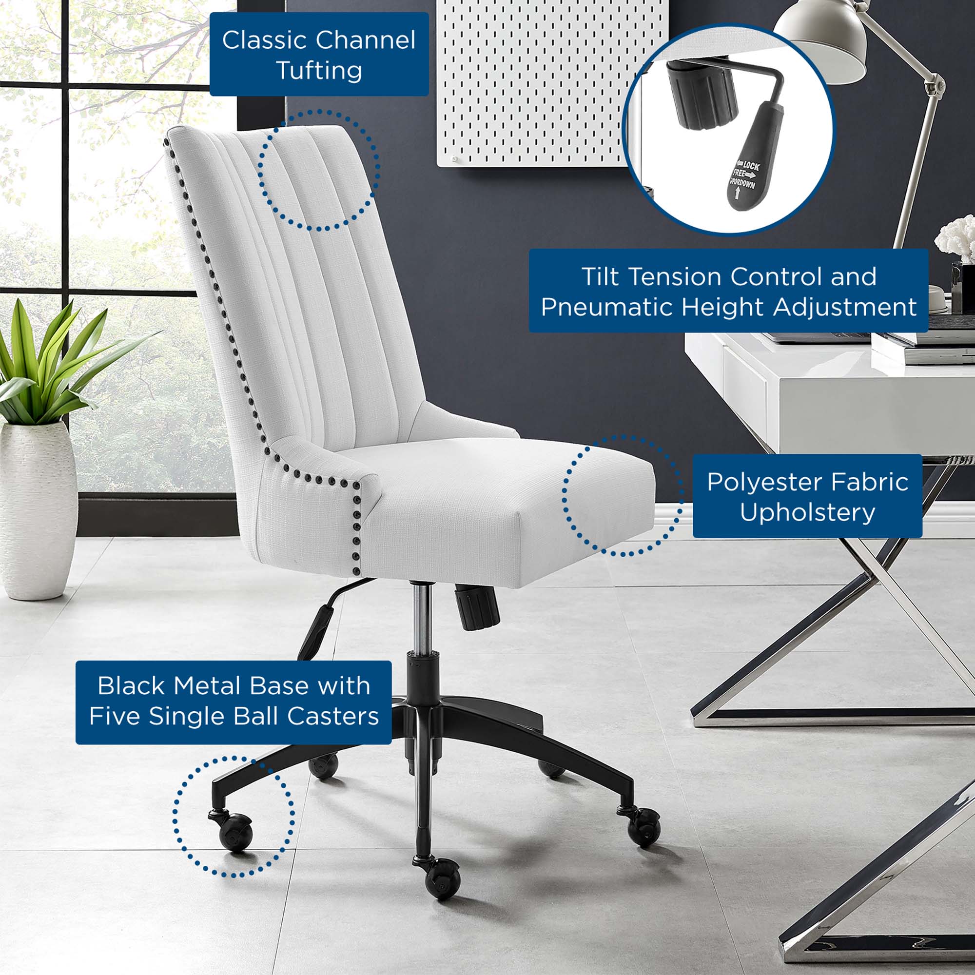 Chaise de bureau en tissu capitonné Empower Channel