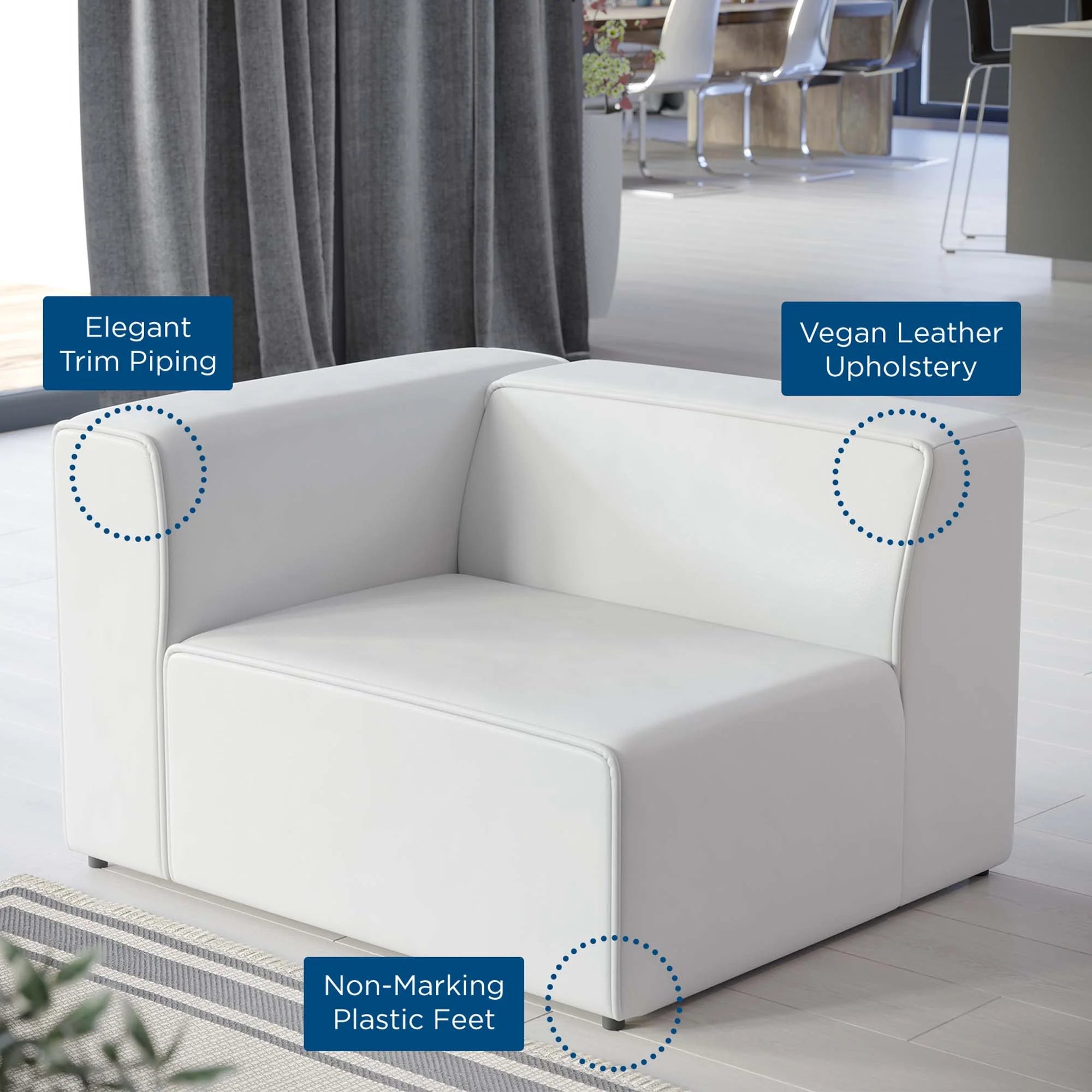 Chaise sans accoudoirs rembourrée en duvet Commix