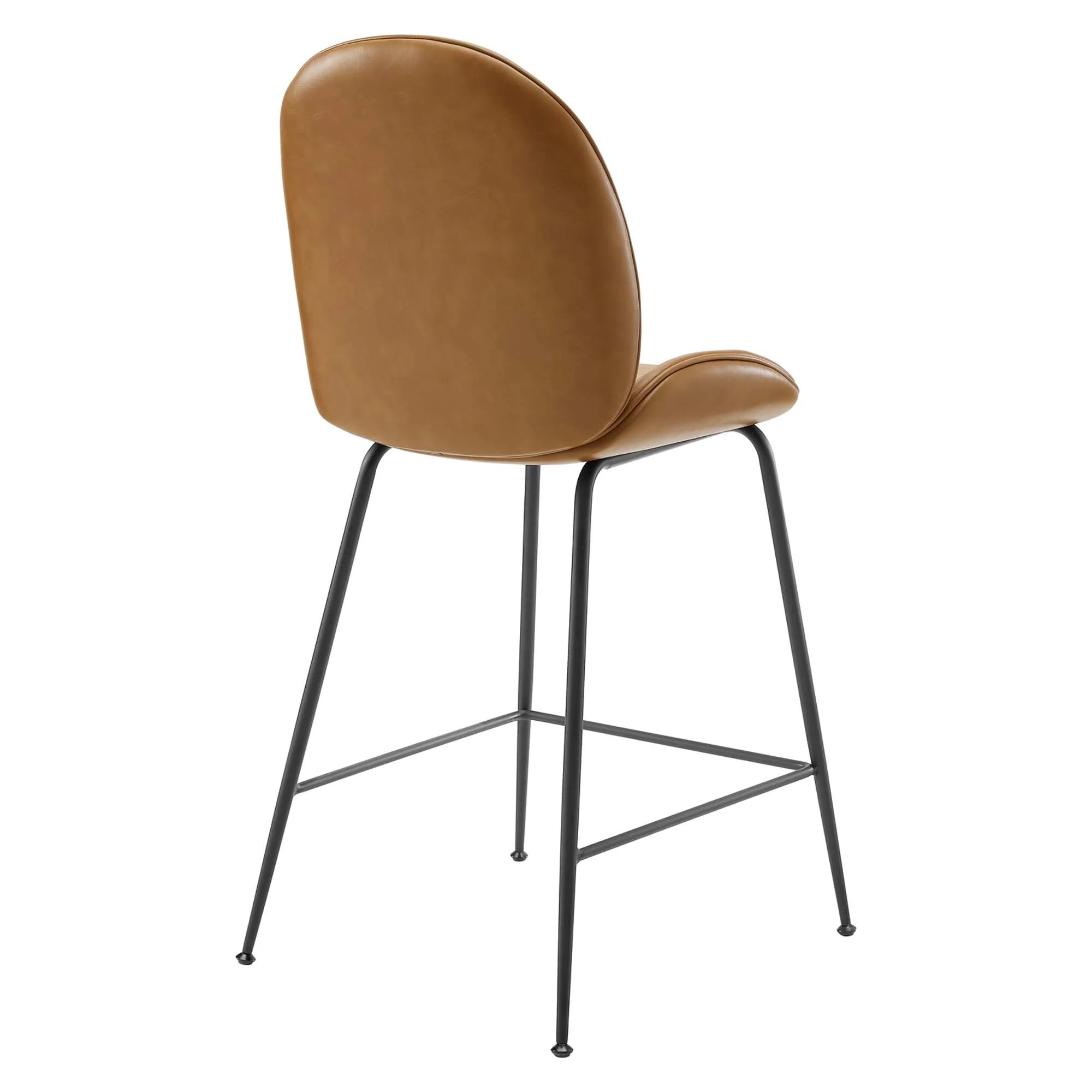 Scoop Black Powder Coated Steel Leg Vegan Leather Counter Stool