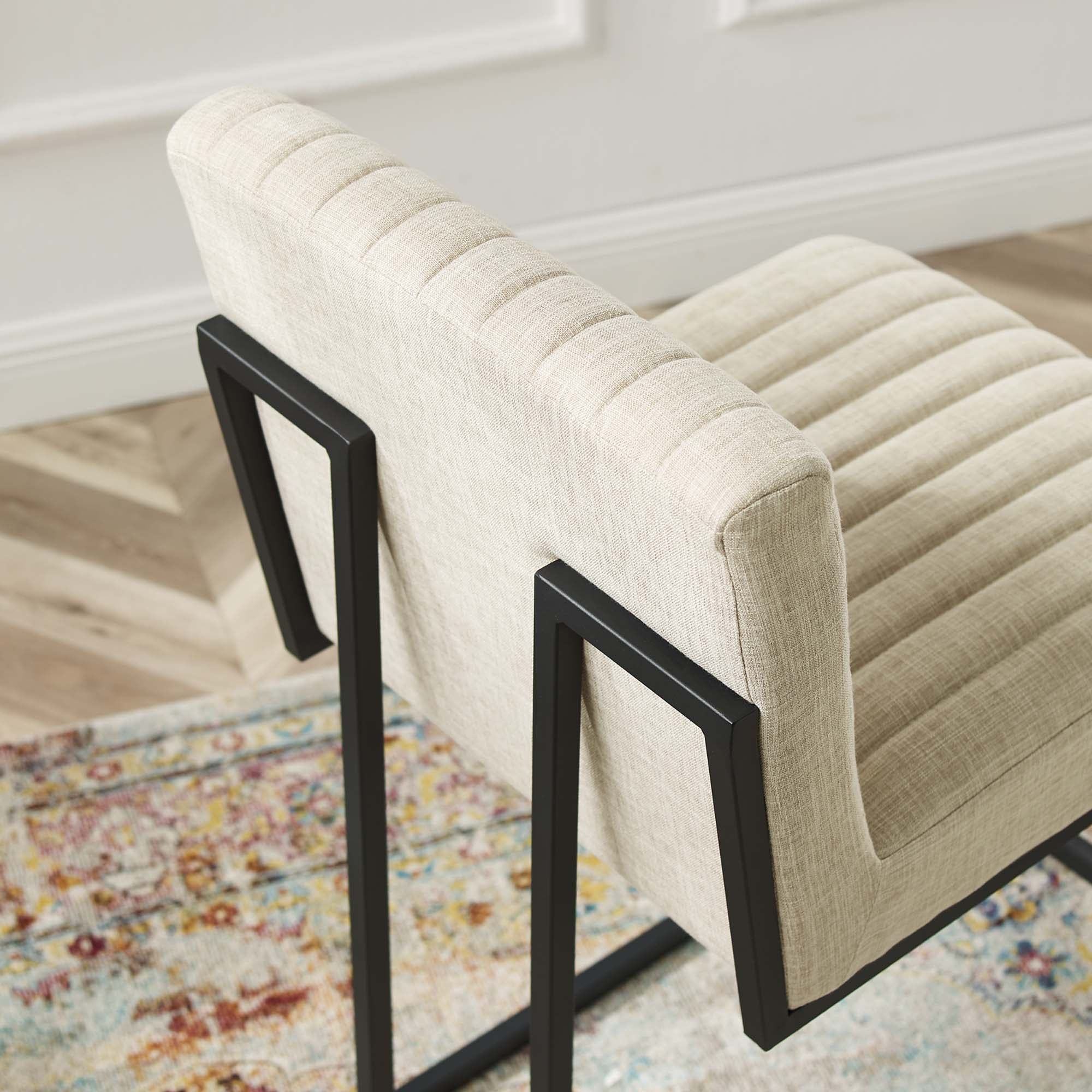 Indulge Channel Tufted Fabric Counter Stool