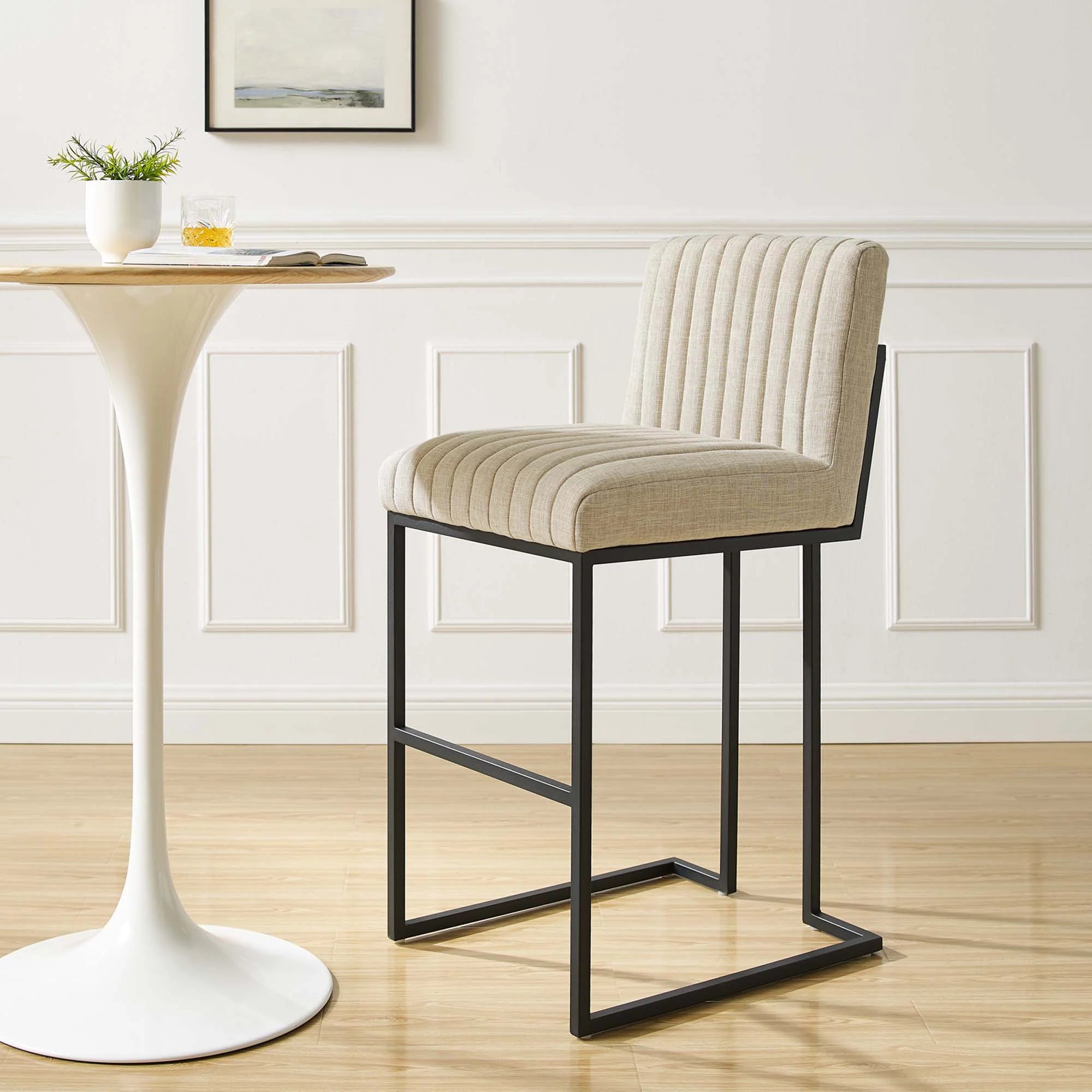 Indulge Channel Tufted Fabric Bar Stool