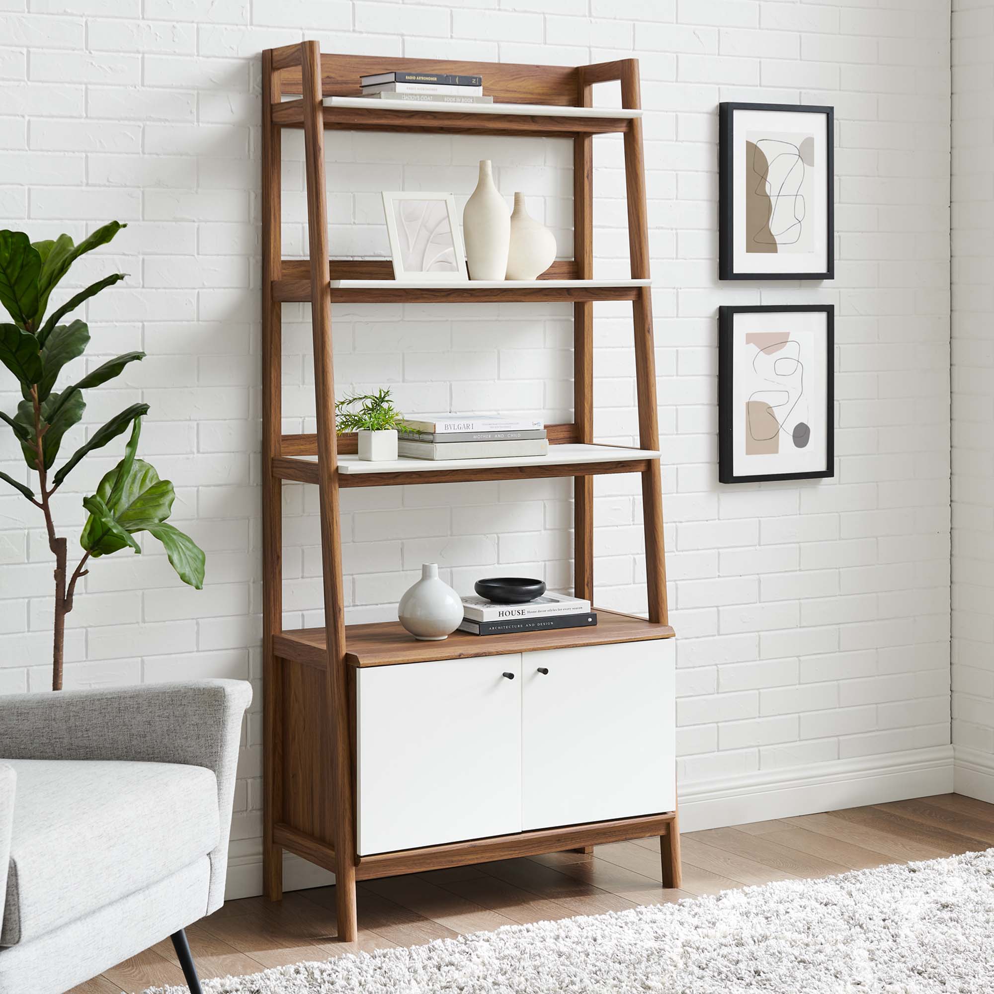 Bixby 33" Bookshelf in Walnut White