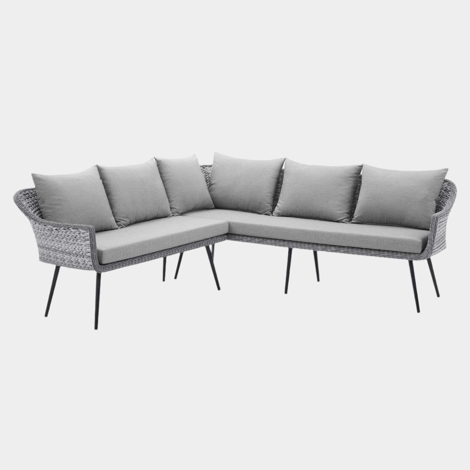 Endeavor Outdoor Patio Wicker Rattan Sectional Sofa in Gray Gray