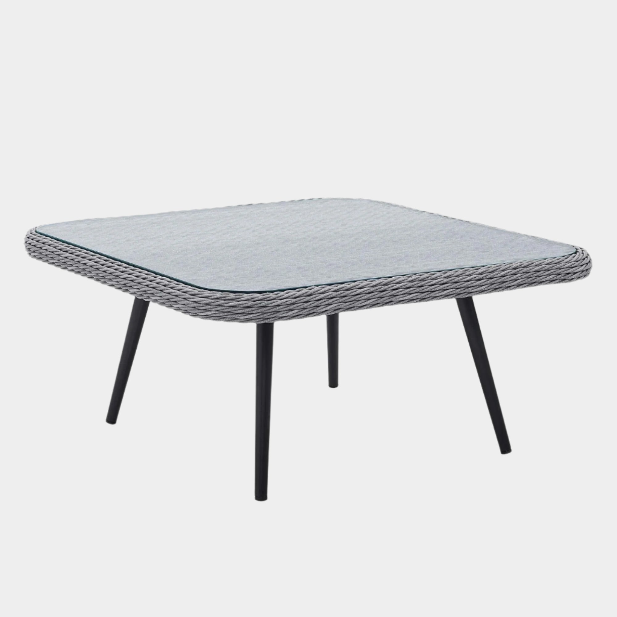 Table basse carrée en rotin et osier pour patio extérieur Endeavor en gris 