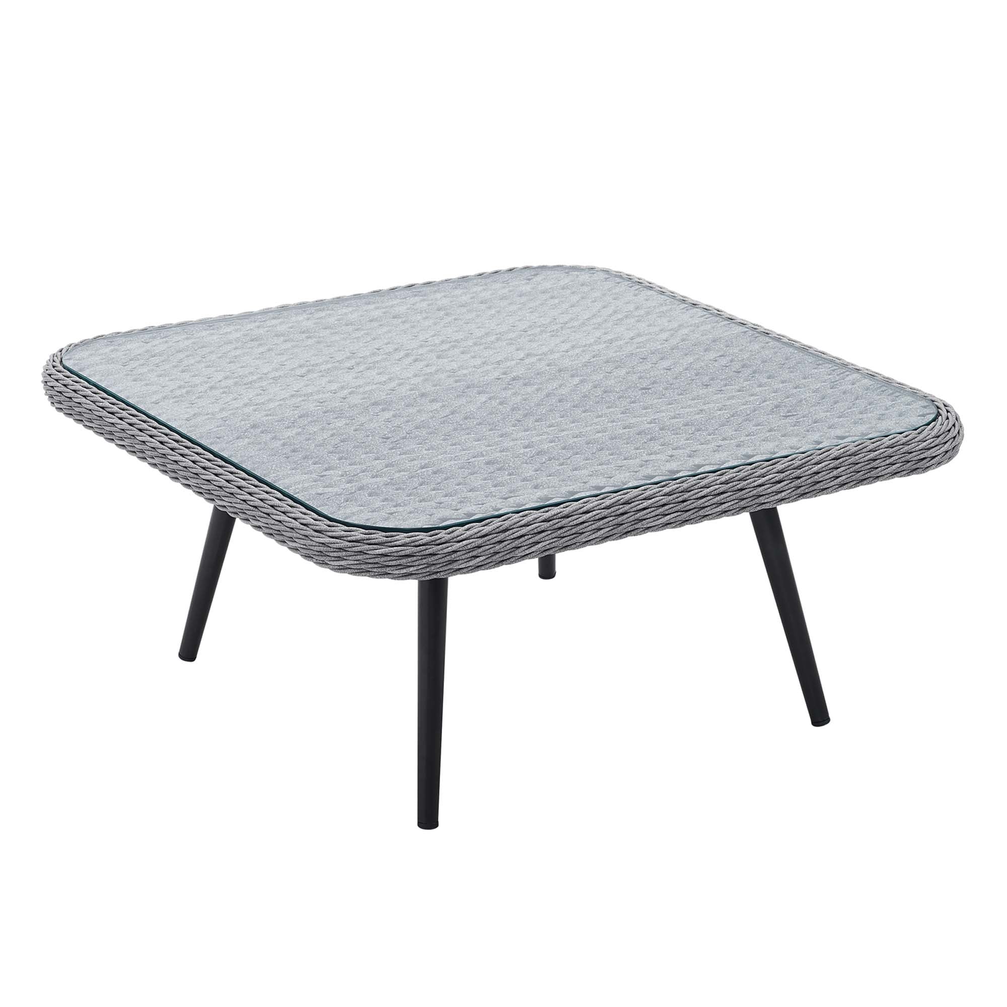 Table basse carrée en rotin et osier pour patio extérieur Endeavor en gris 