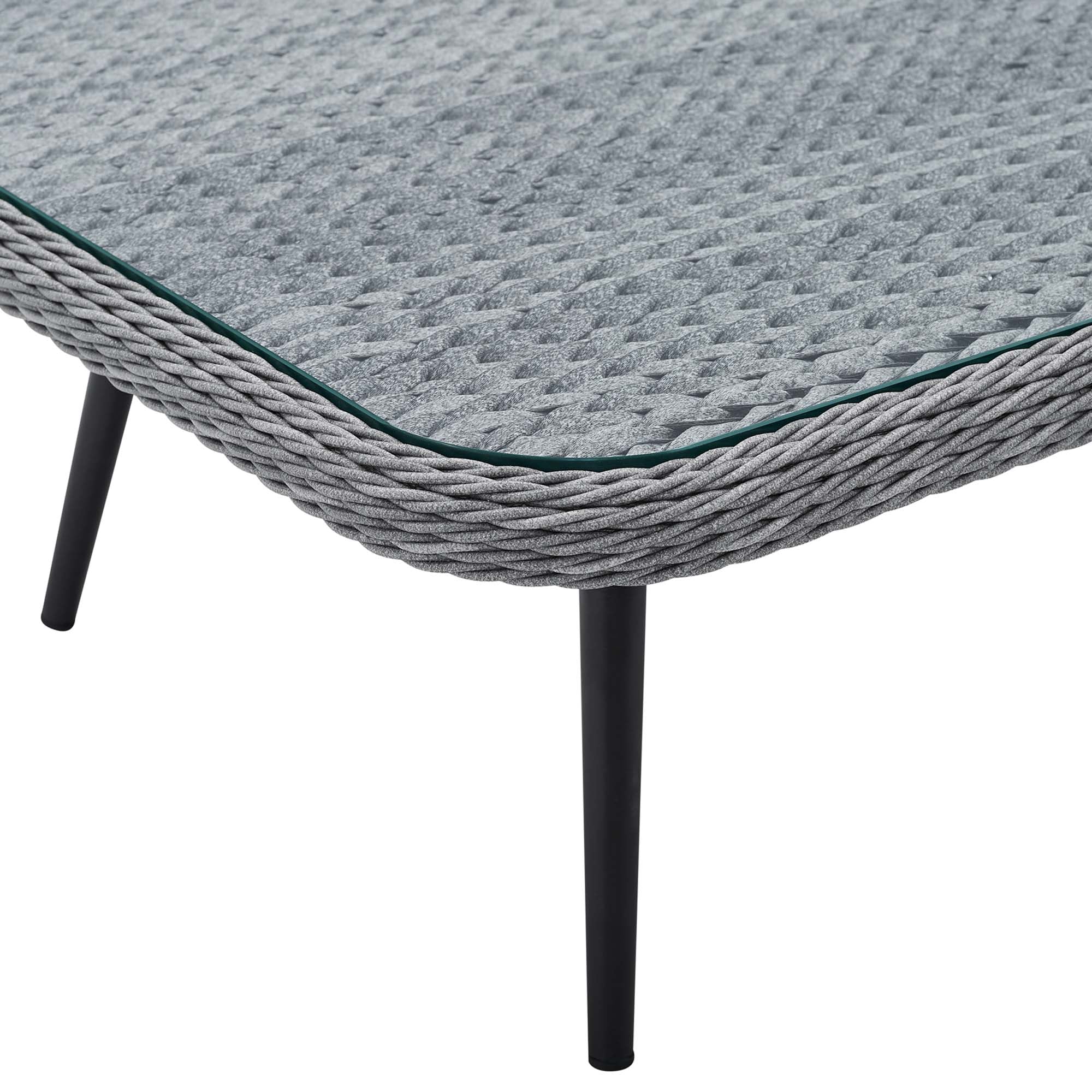 Table basse carrée en rotin et osier pour patio extérieur Endeavor en gris 