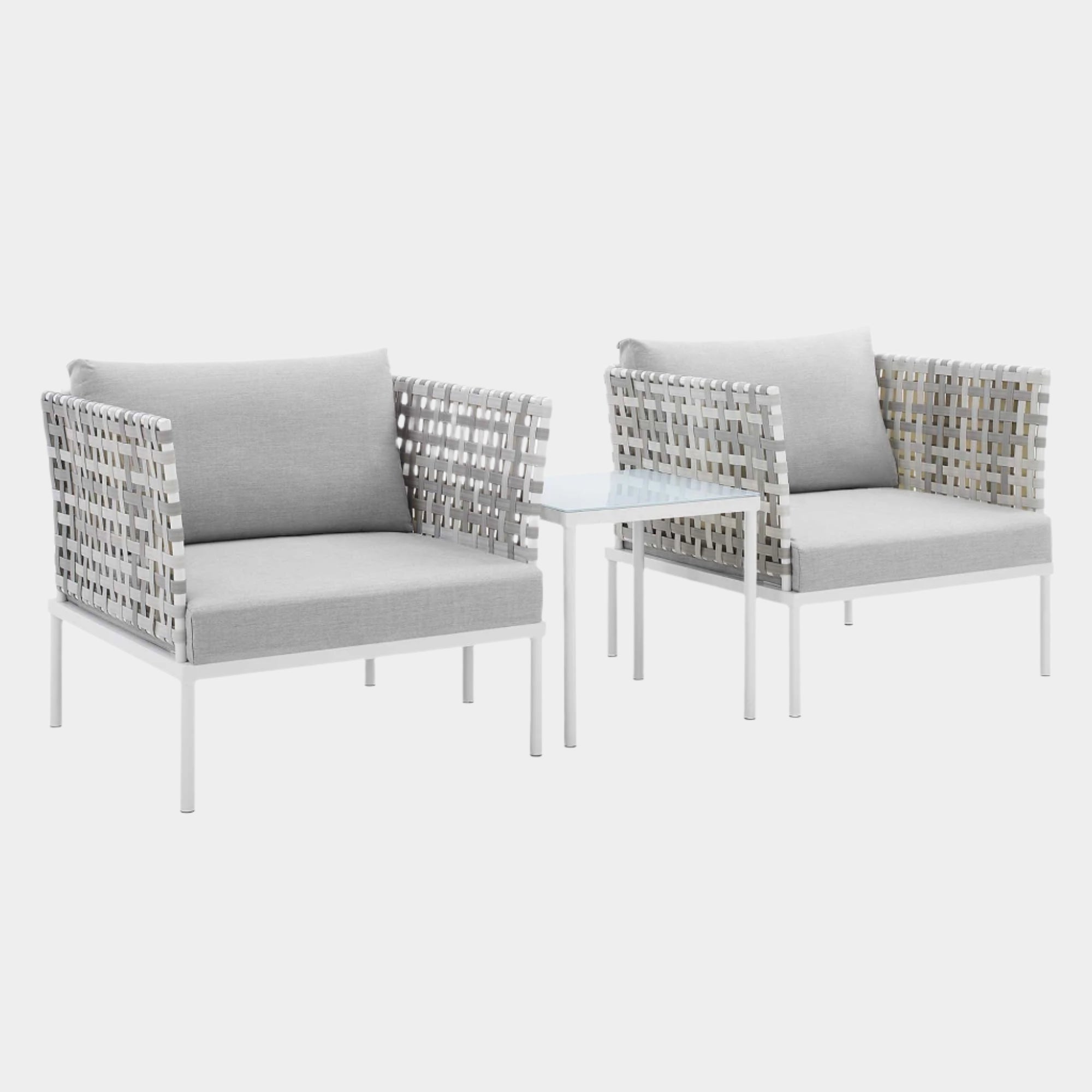 Harmony 3-Piece Sunbrella® Basket Weave Outdoor Patio Aluminum Seating Set