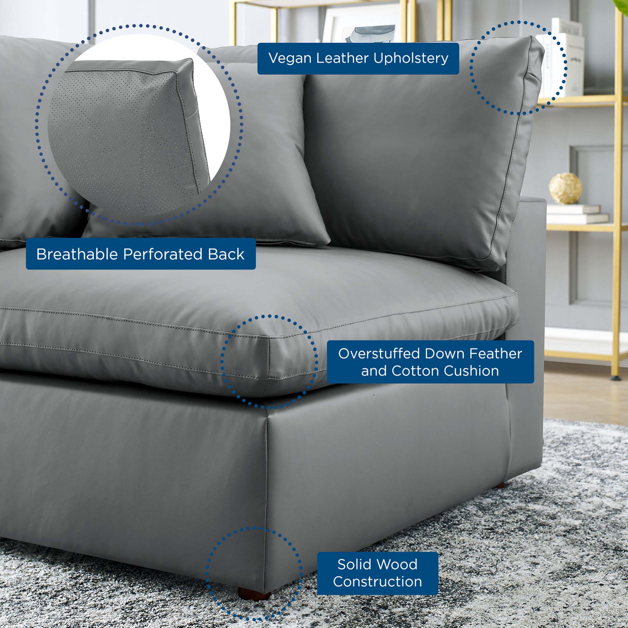 Chaise sans accoudoirs rembourrée en duvet Commix