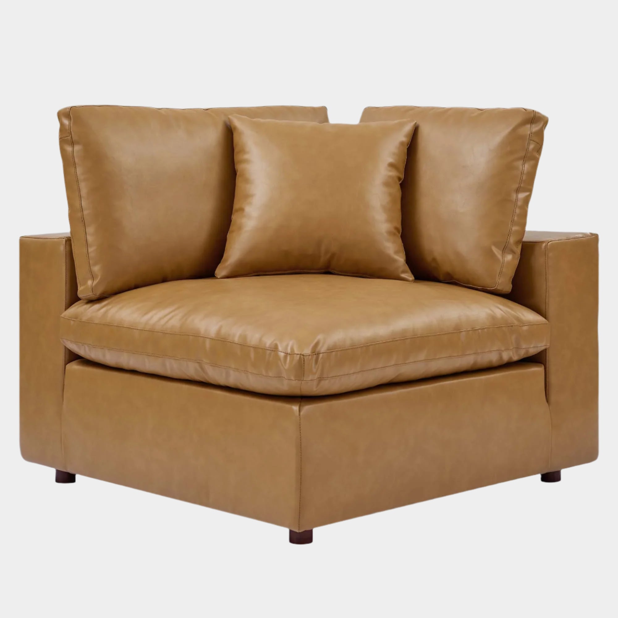 Commix Down Filled Overstuffed Vegan Leather Corner Chair