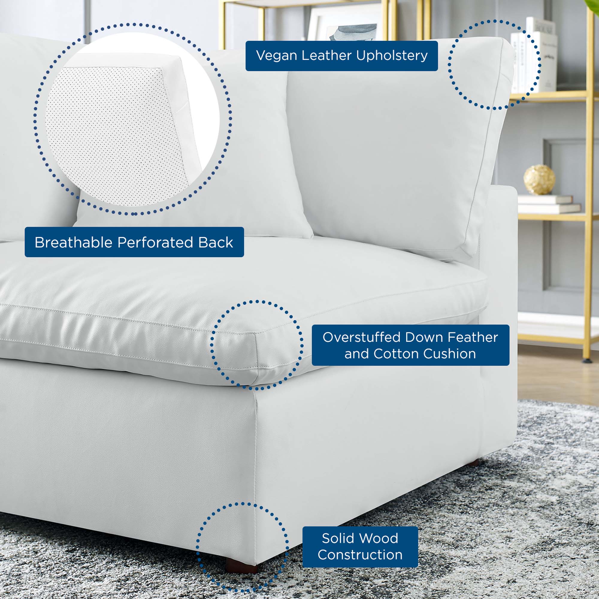 Chaise sans accoudoirs rembourrée en duvet Commix