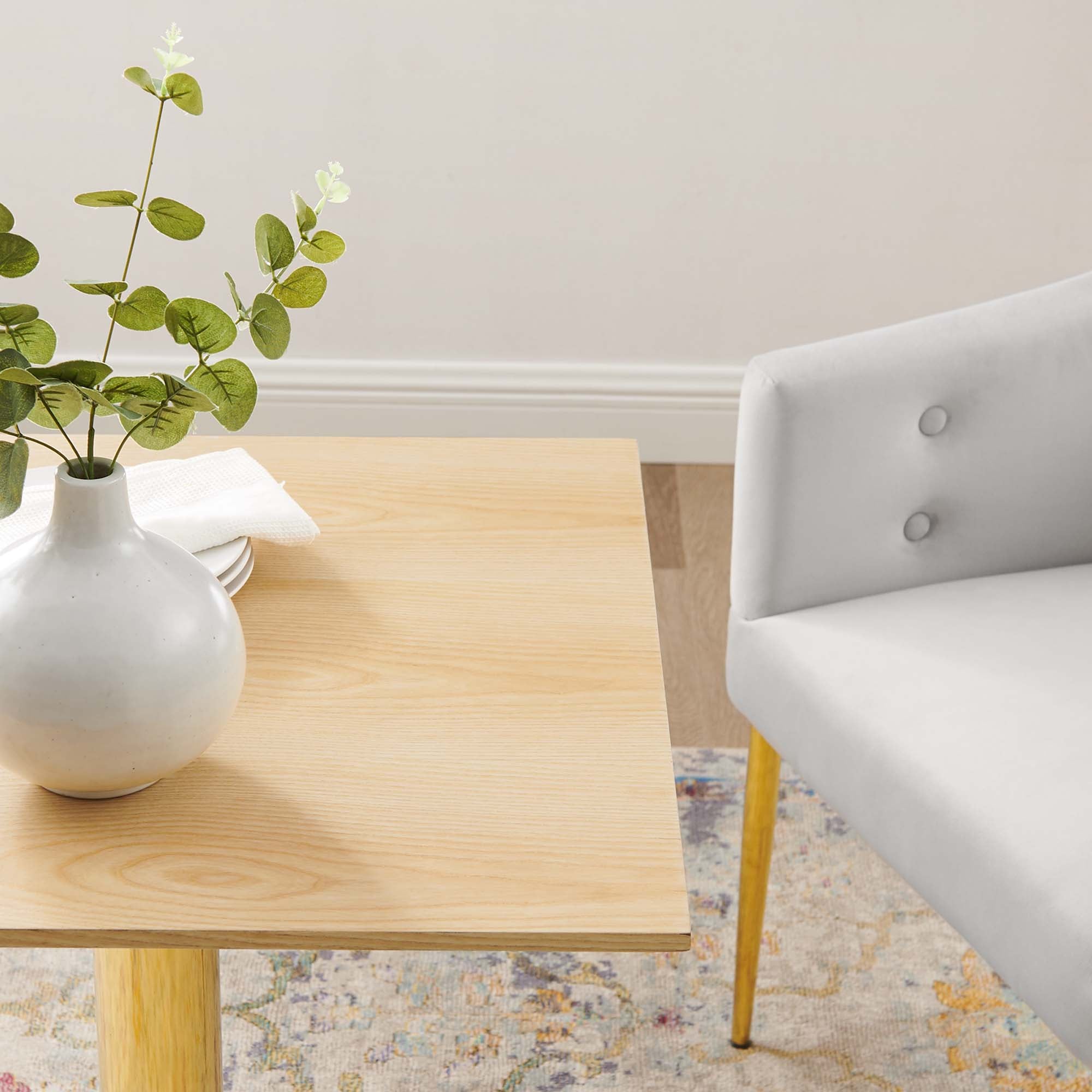 Verne 24" Square Dining Table in Gold Natural