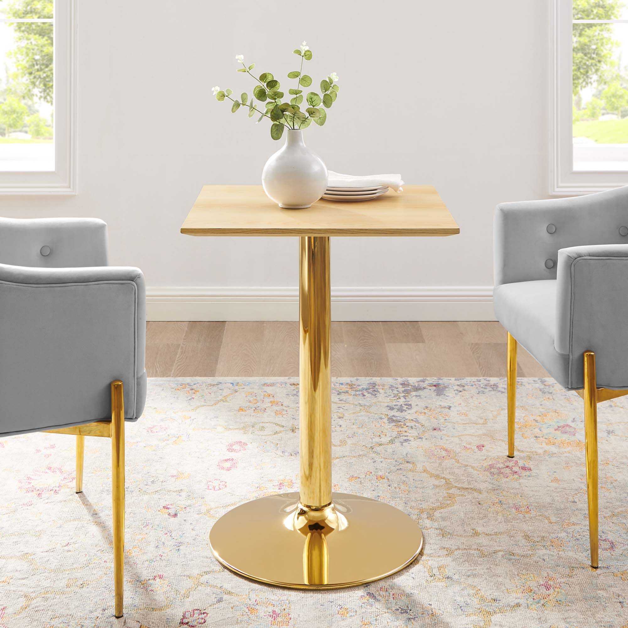 Verne 24" Square Dining Table in Gold Natural