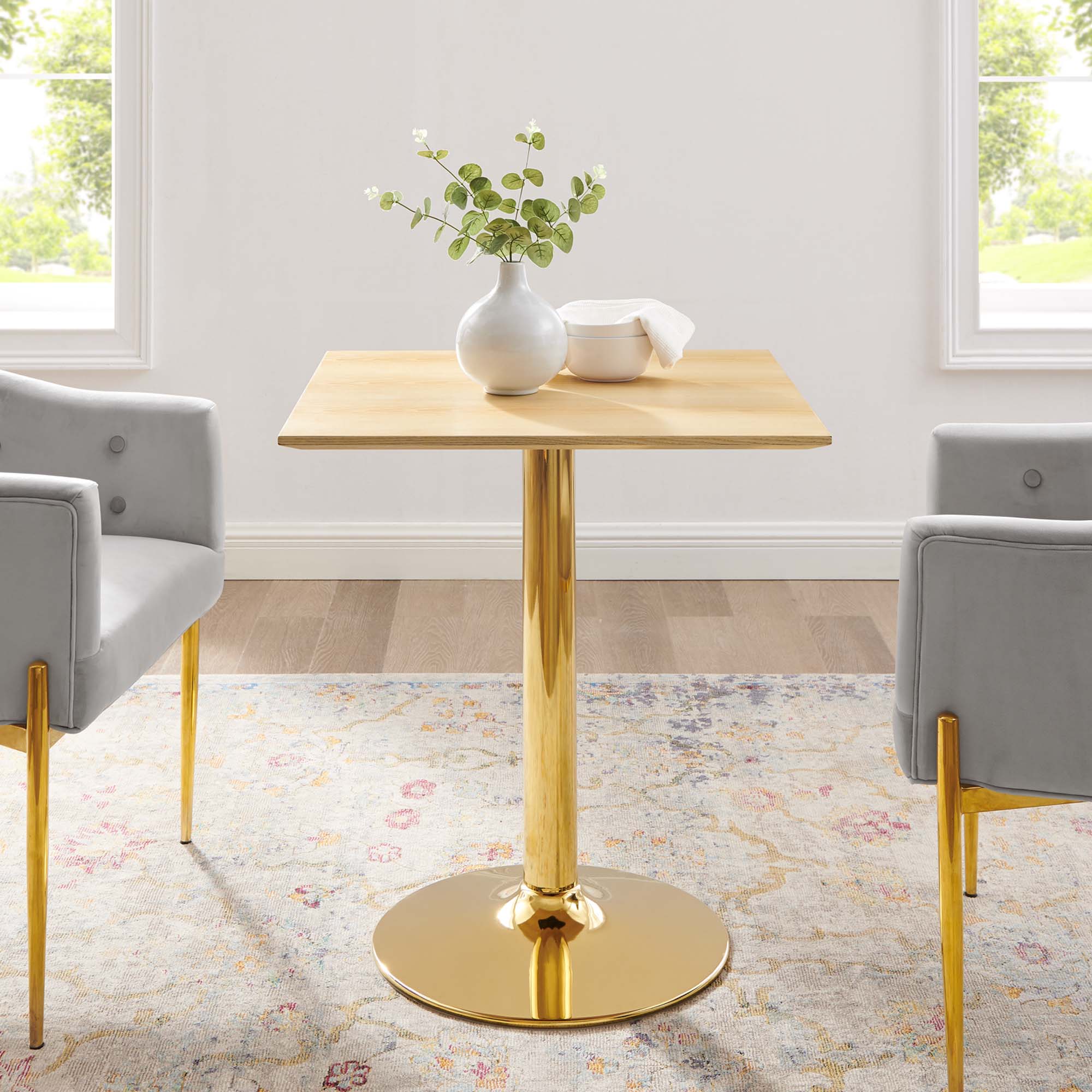 Verne 28" Square Dining Table in Gold Natural