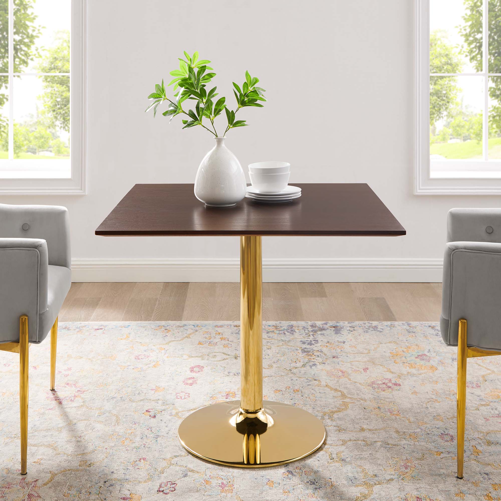 Verne 35" Square Dining Table in Gold Cherry Walnut