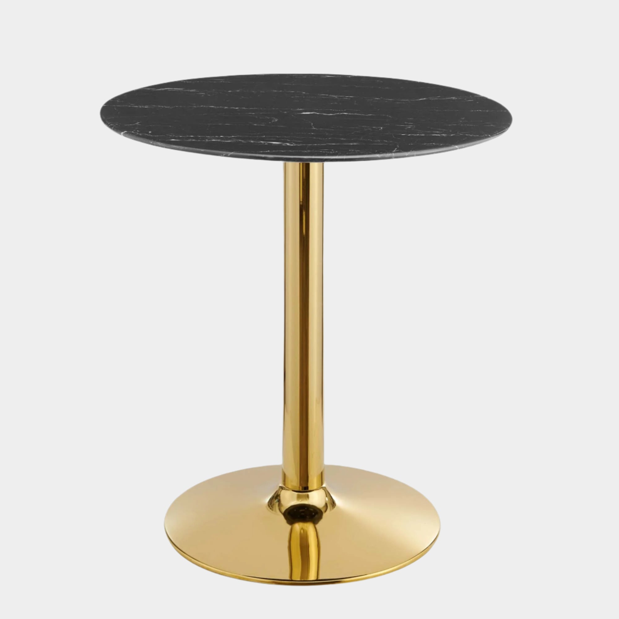 Verne 28" Artificial Marble Dining Table in Gold Black