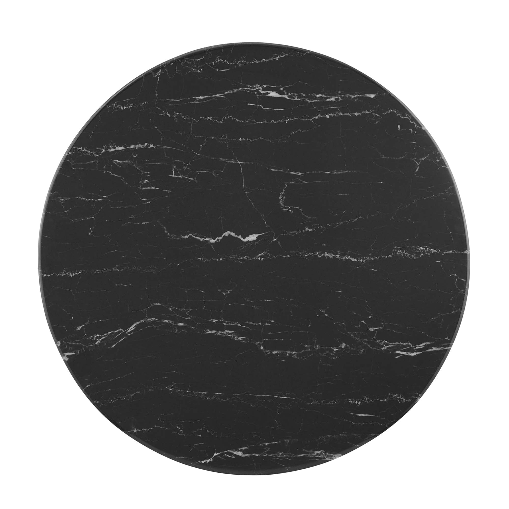 Verne 28" Artificial Marble Dining Table in Gold Black