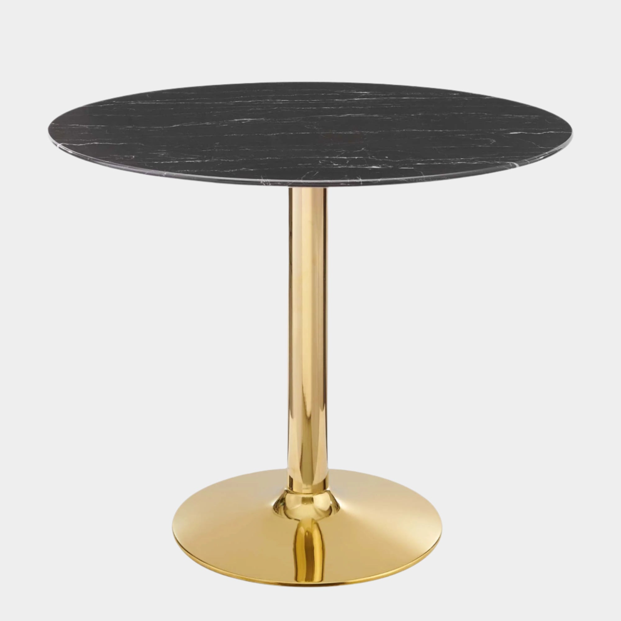 Verne 35" Artificial Marble Dining Table in Gold Black