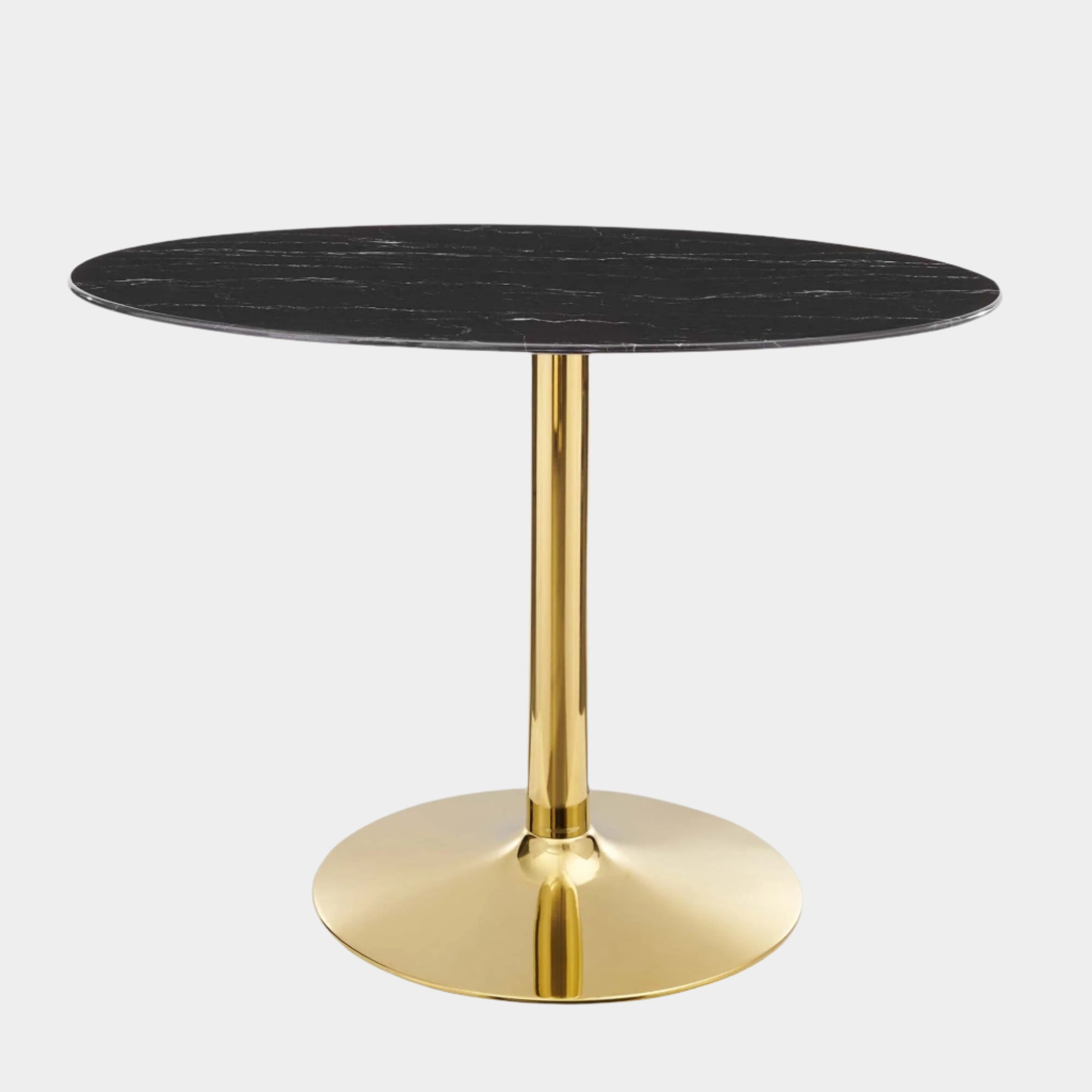 Verne 42" Artificial Marble Dining Table in Gold Black