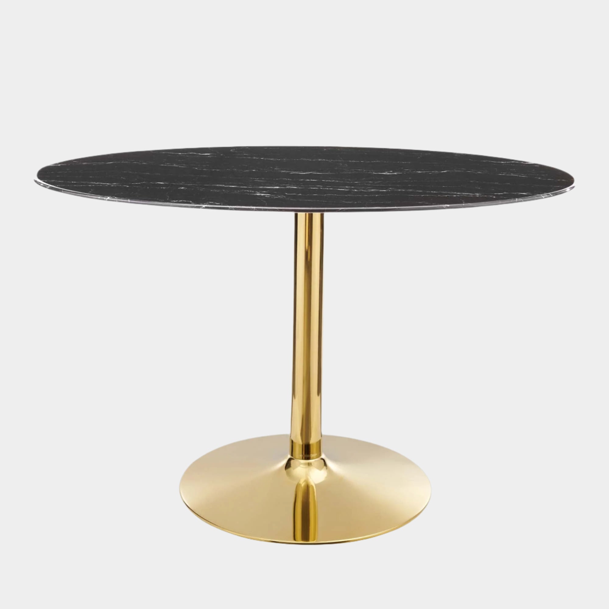 Verne 48" Artificial Marble Dining Table in Gold Black