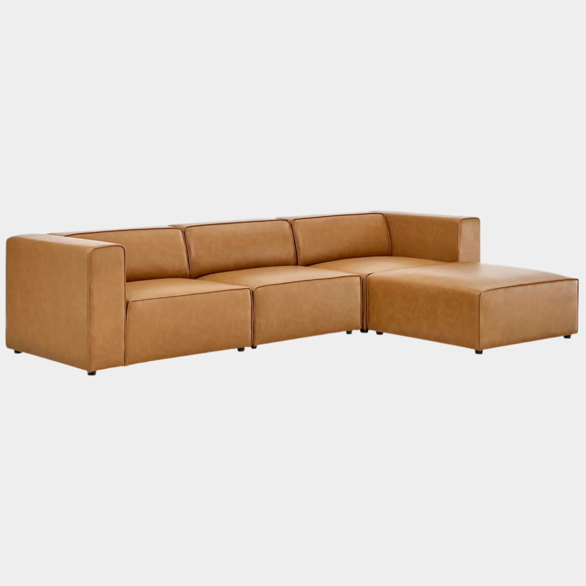 Mingle Vegan Leather Sofa and Ottoman Set