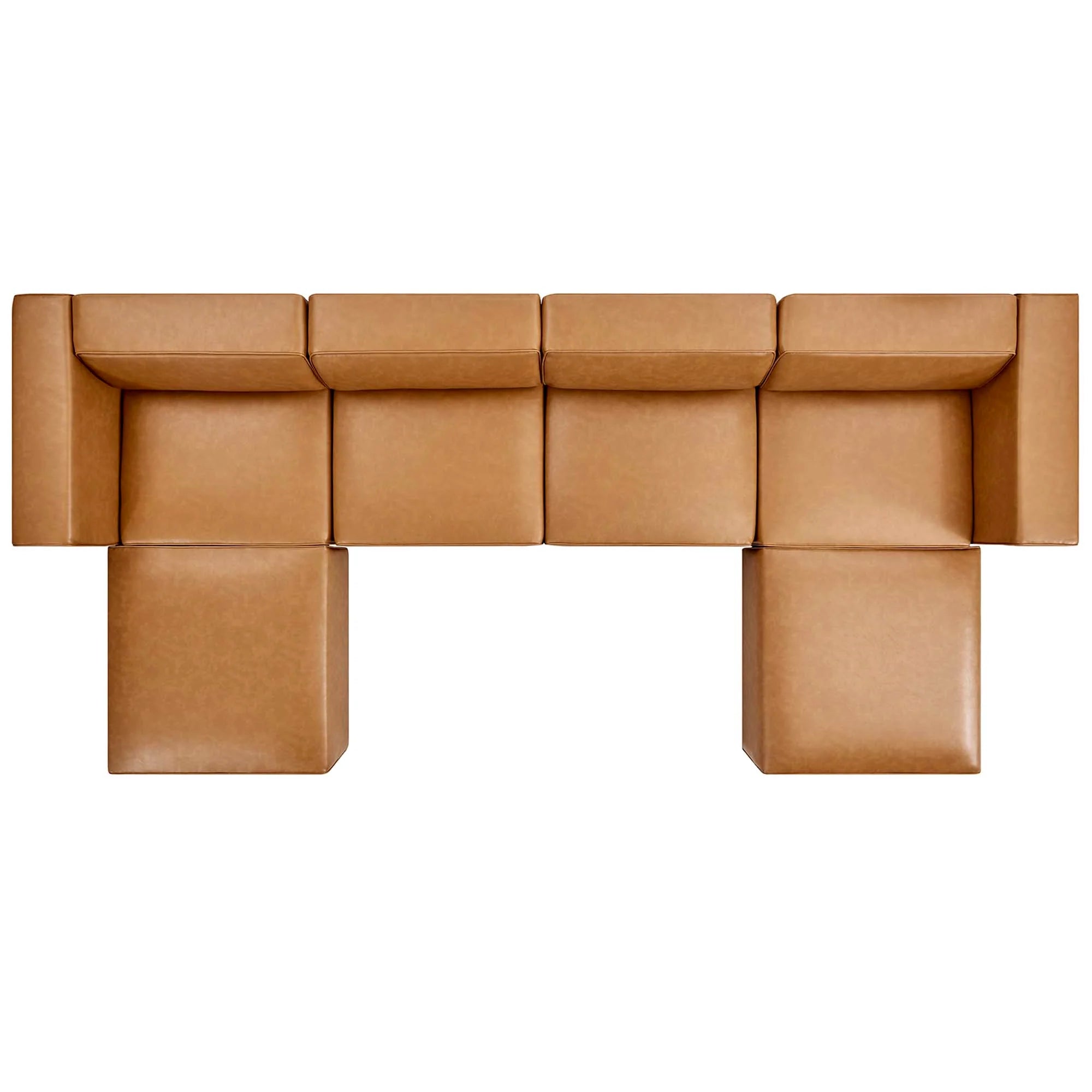 Mingle Vegan Leather 4-Piece Sofa and 2 Ottomans Set