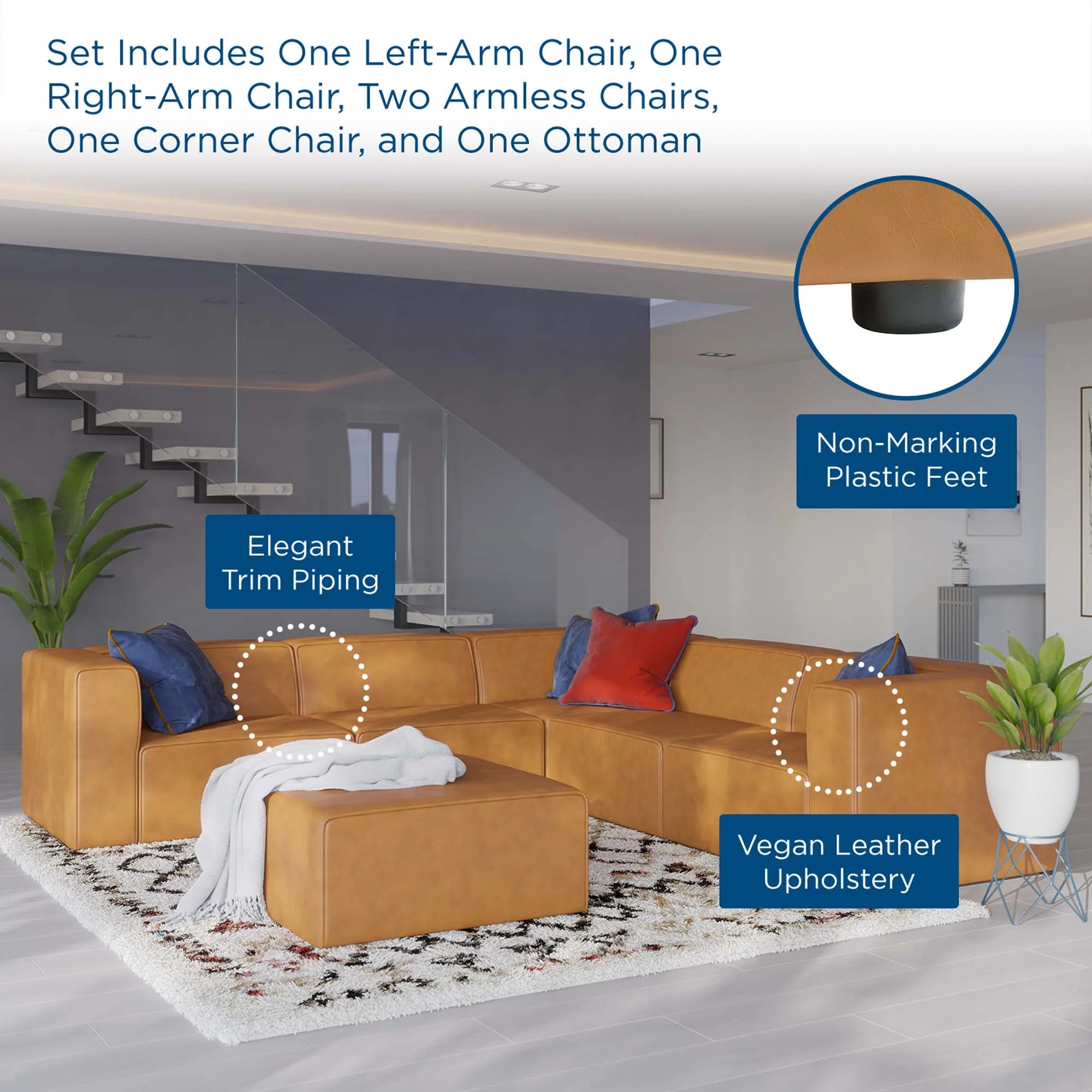 Mingle Vegan Leather 6-Piece Furniture Set