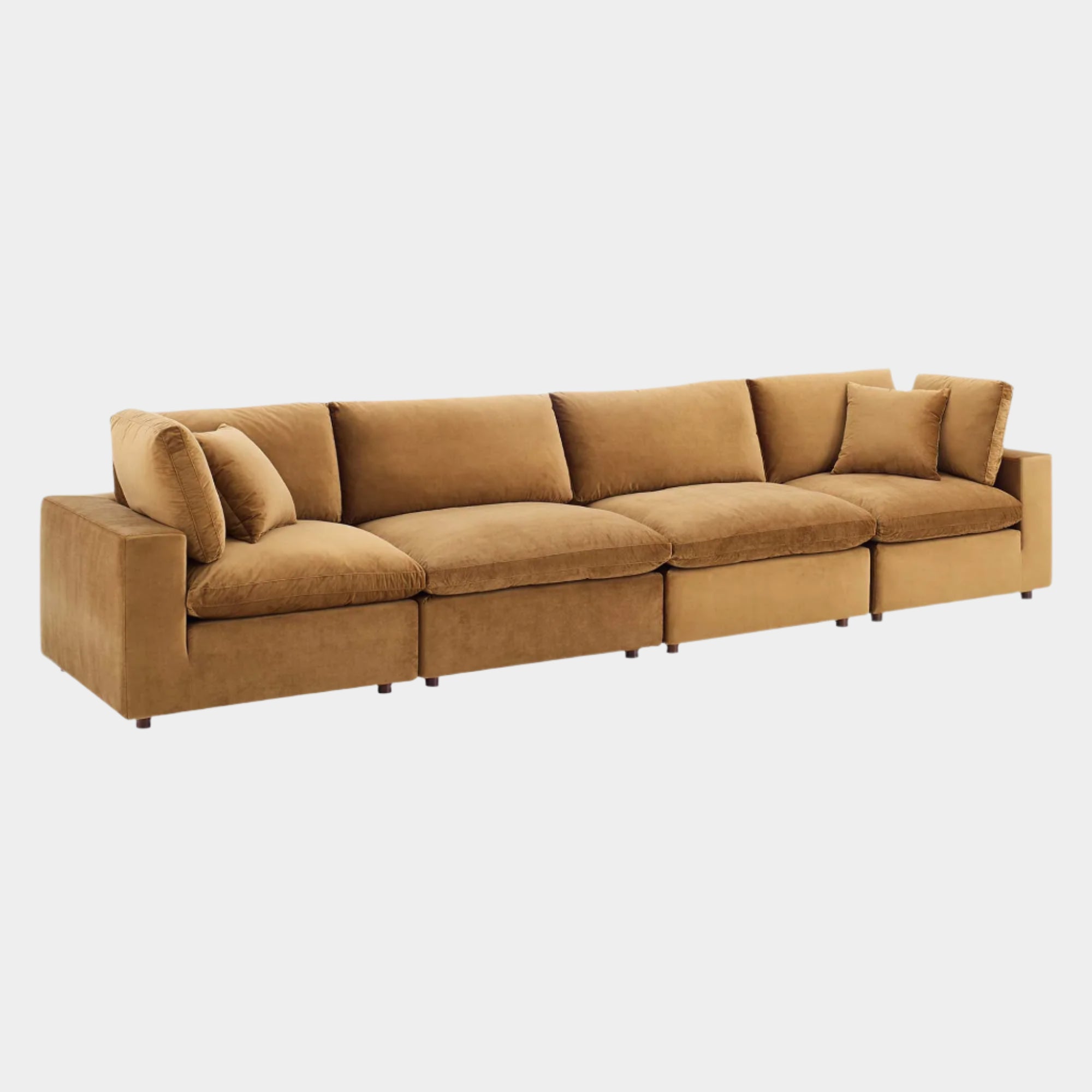 Commix Down Filled Overstuffed Performance Velvet 4-Seater Sofa