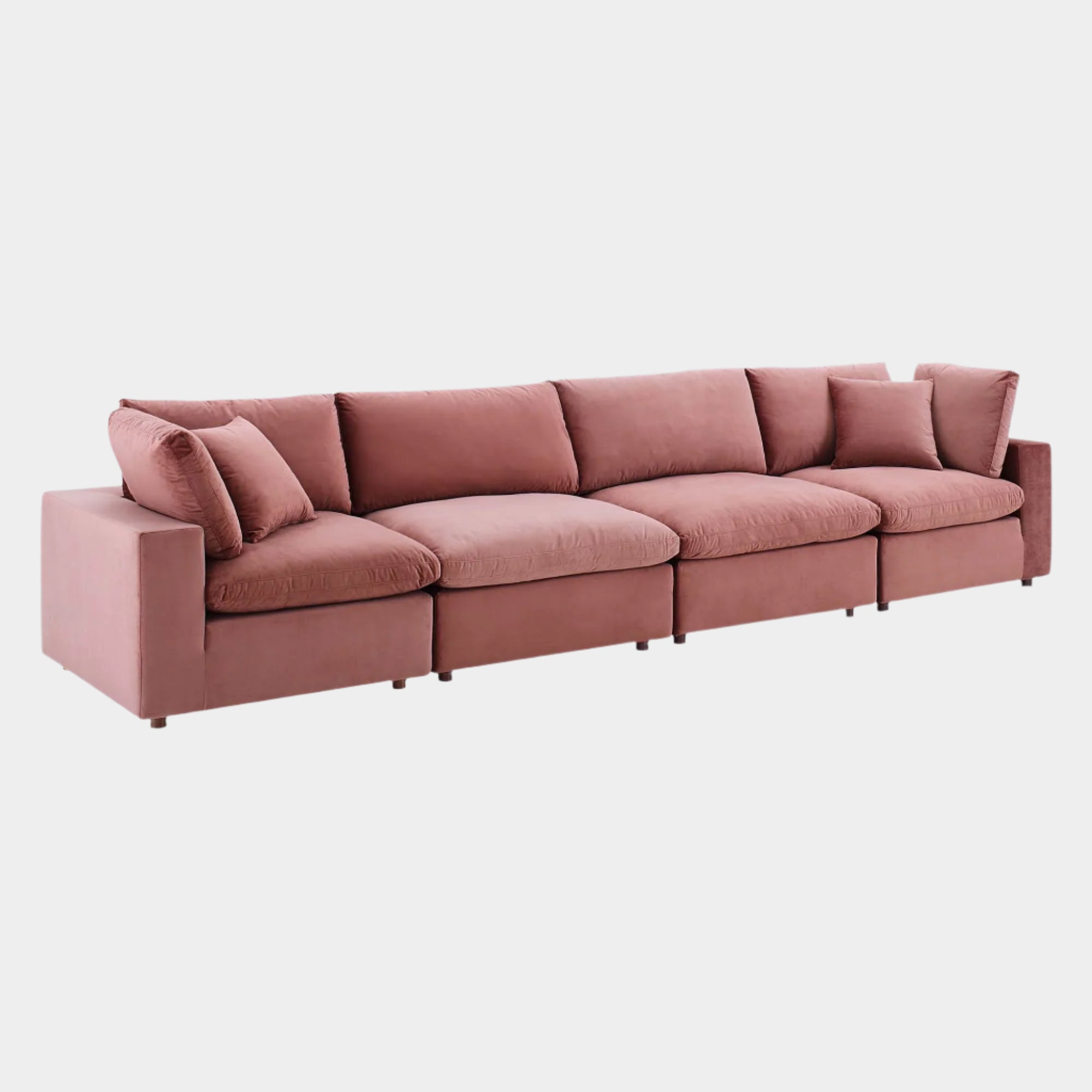 Commix Down Filled Overstuffed Performance Velvet 4-Seater Sofa