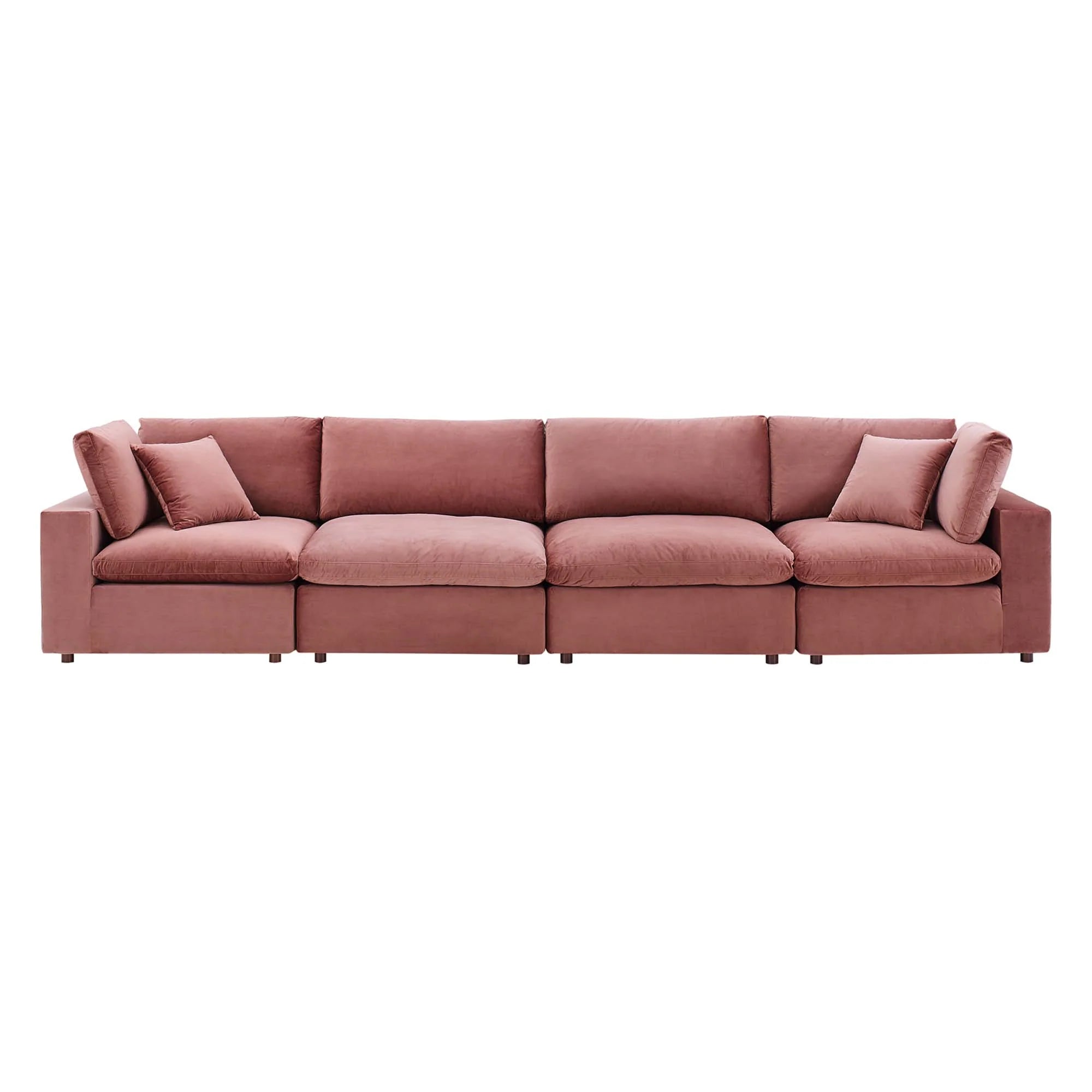 Commix Down Filled Overstuffed Performance Velvet 4-Seater Sofa