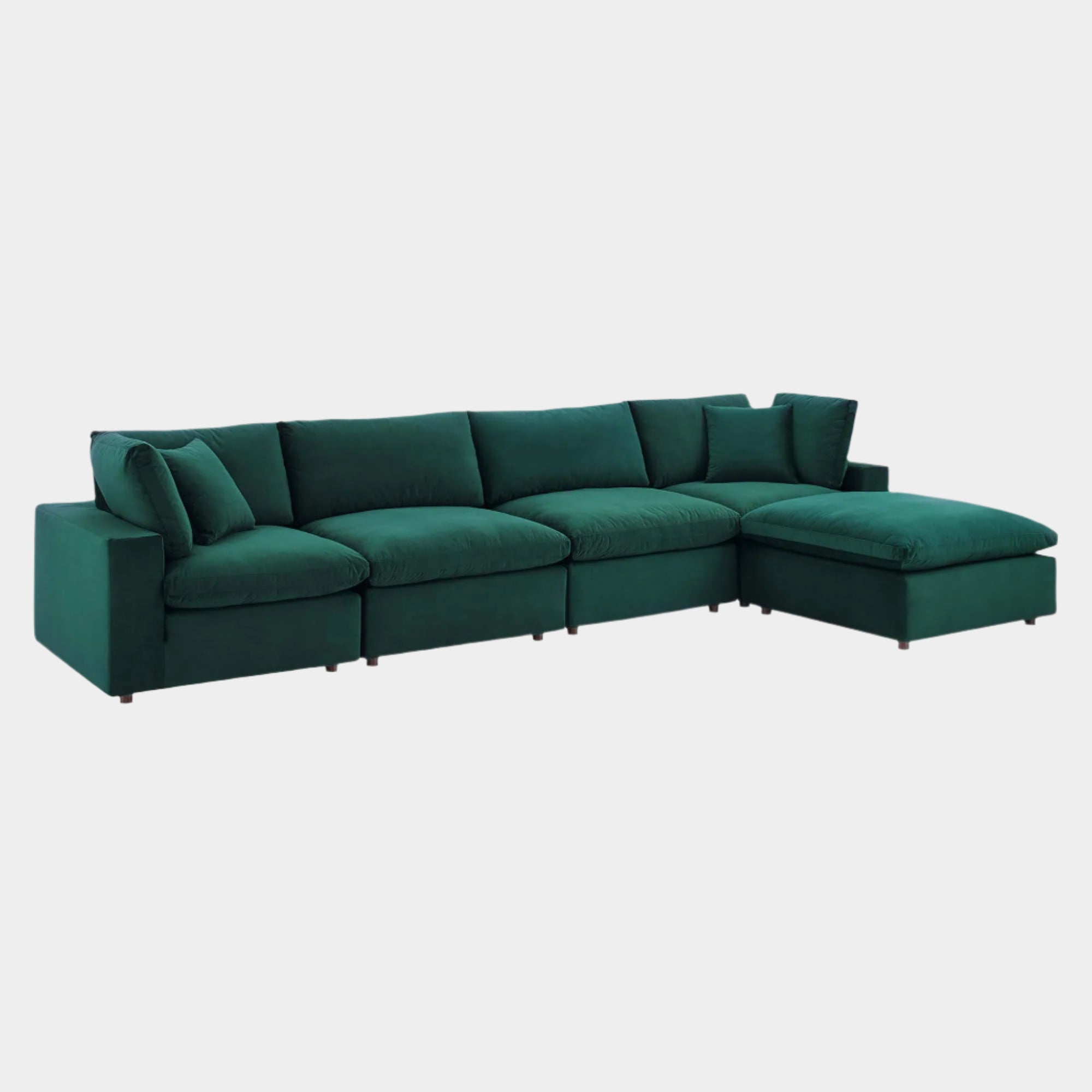 Commix 5-Piece Down Filled Overstuffed Performance Velvet Sectional Sofa