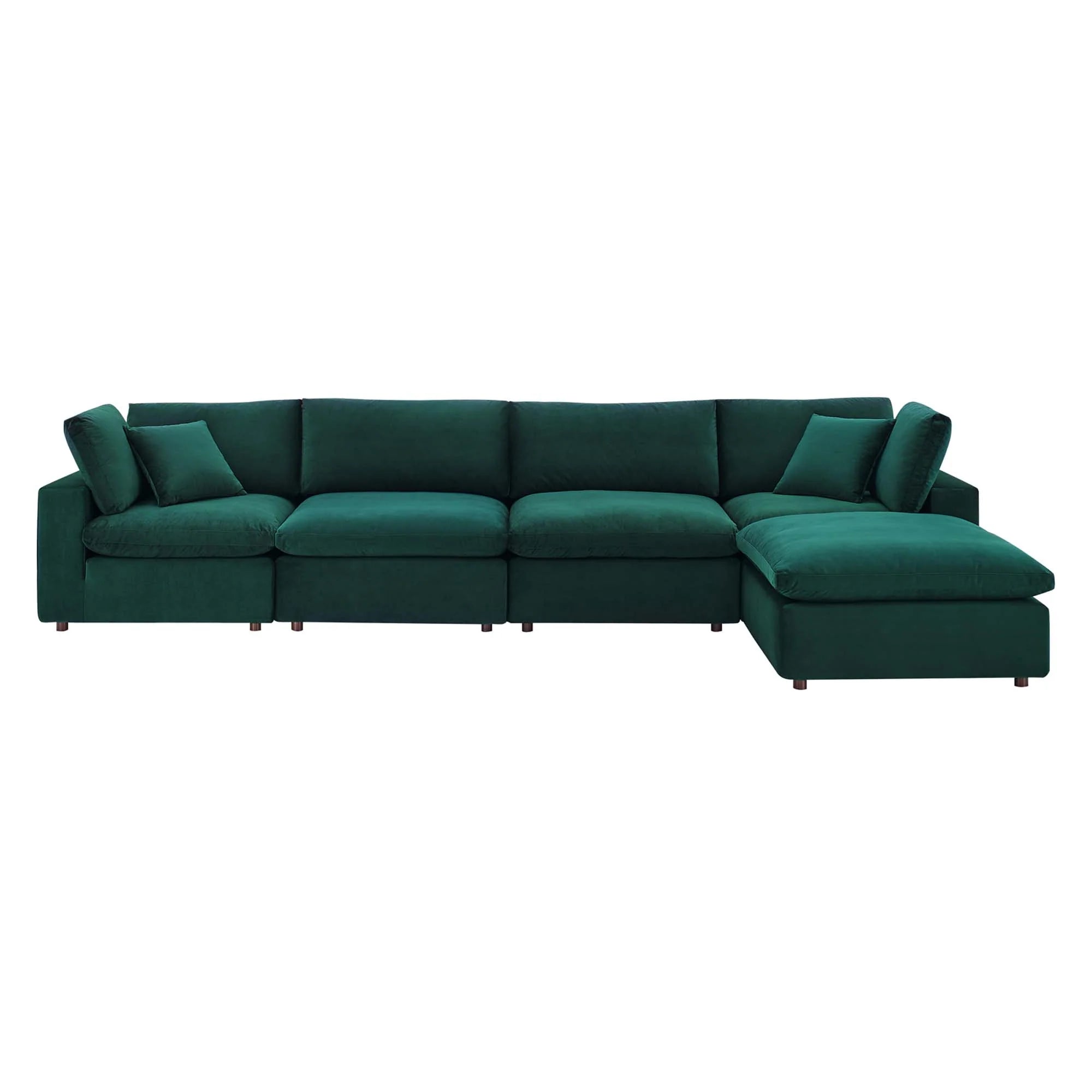 Commix 5-Piece Down Filled Overstuffed Performance Velvet Sectional Sofa