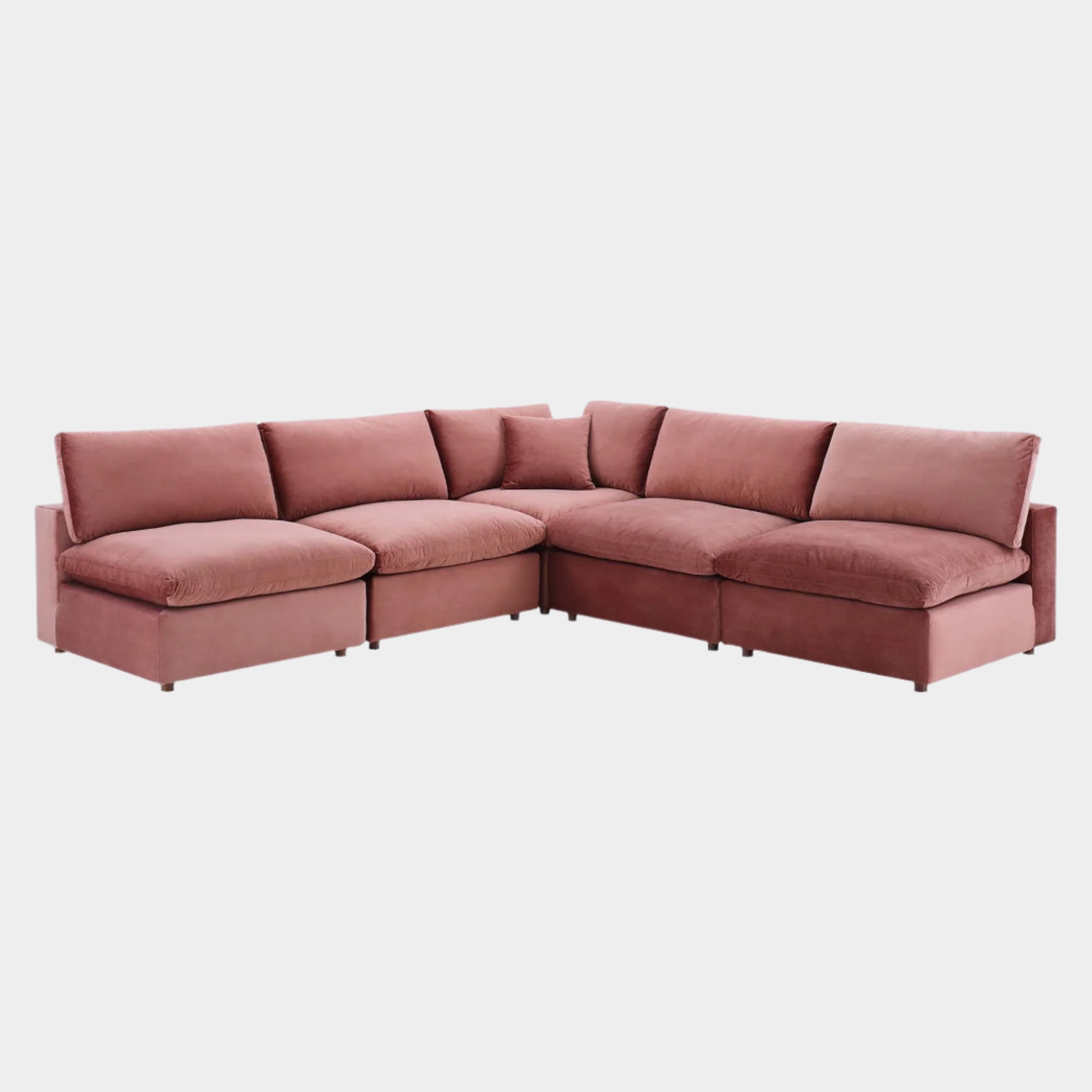 Commix Down Filled Overstuffed Performance Velvet 5-Piece Sectional Sofa